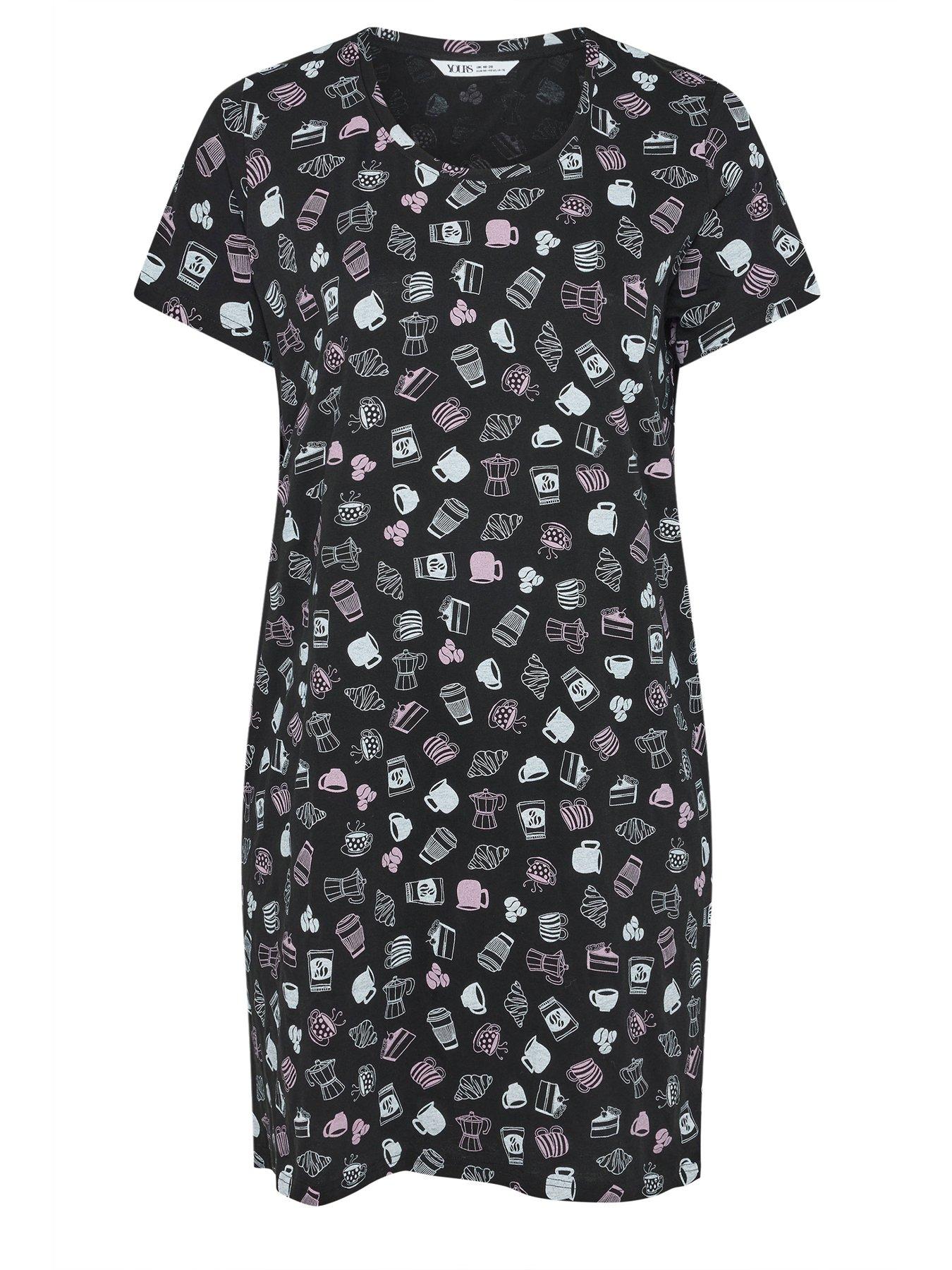 Image 7 of 7 of Yours Curve 2 Pack Coffee Nightdress - Grey