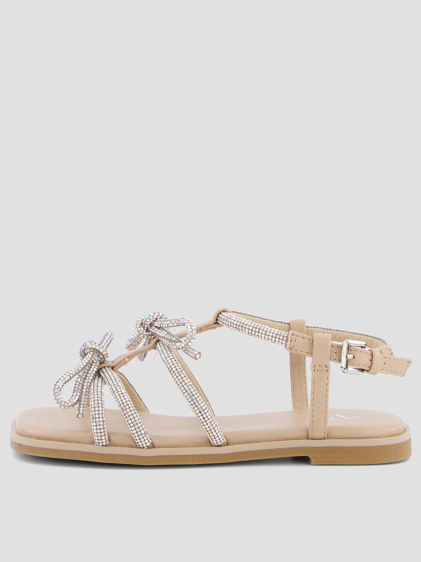 Image 1 of 7 of The Very Collection Occasion Diamante Bow Multi Strap Sandals - Silver
