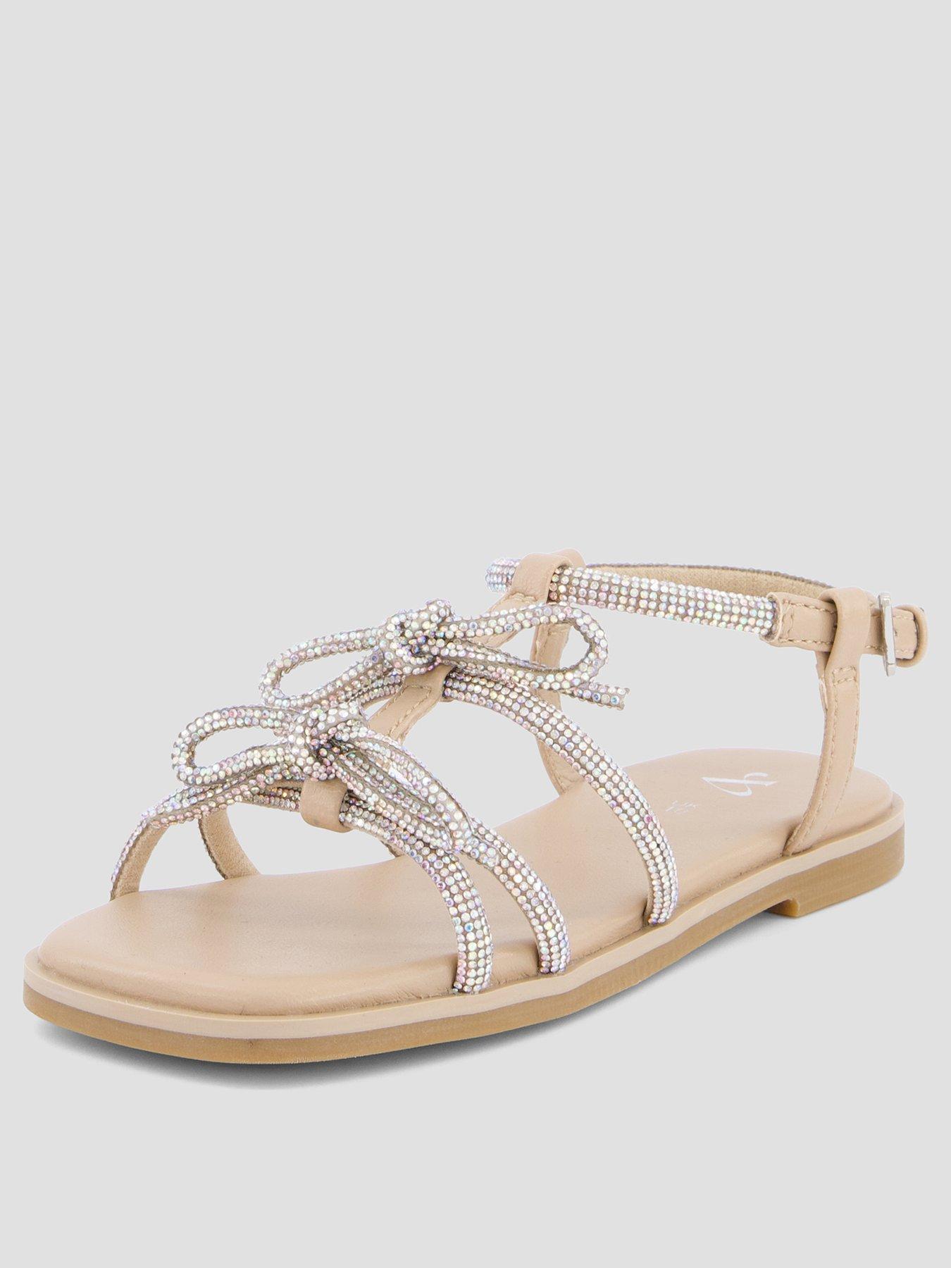Image 2 of 7 of The Very Collection Occasion Diamante Bow Multi Strap Sandals - Silver