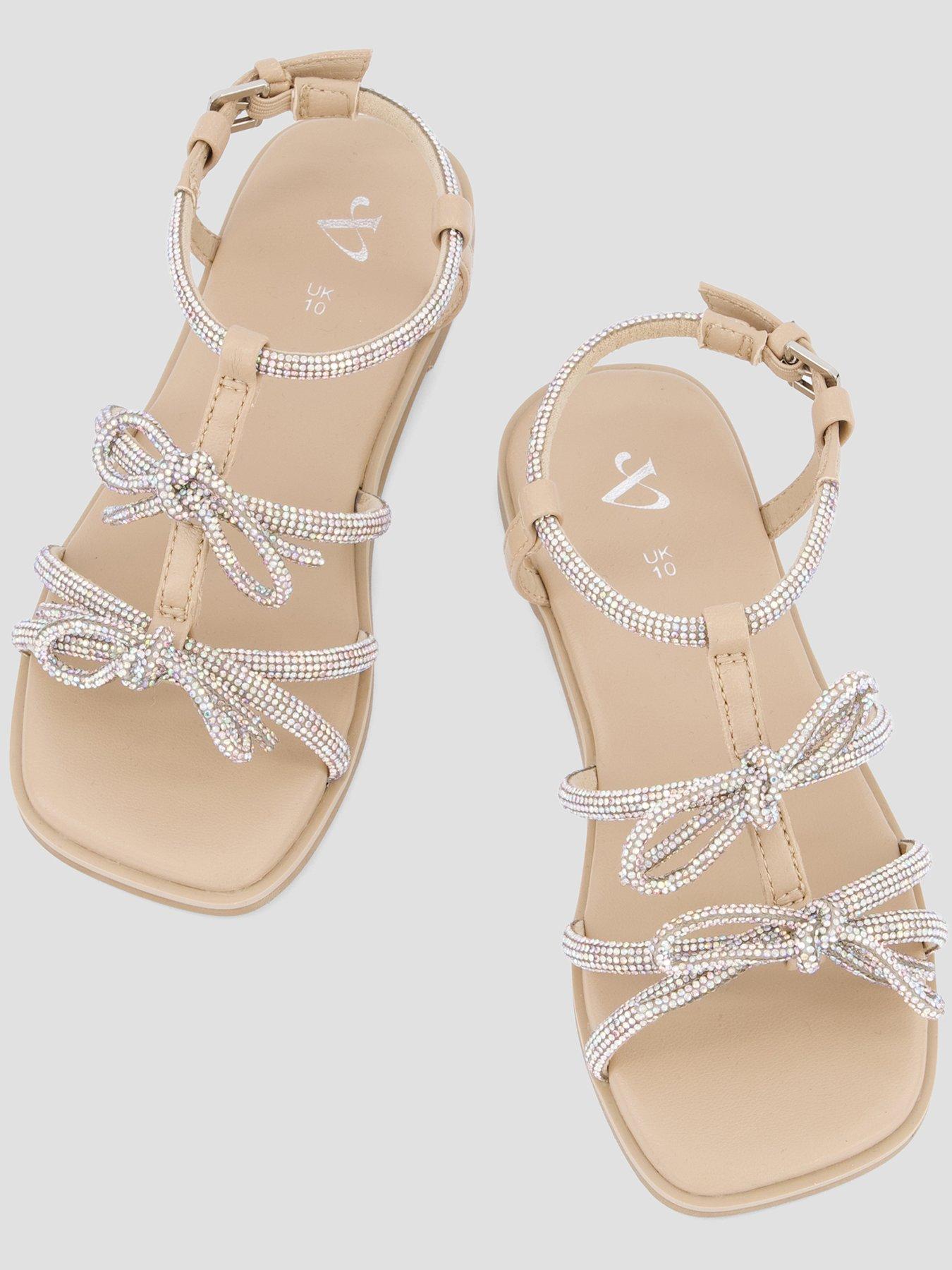 Image 3 of 7 of The Very Collection Occasion Diamante Bow Multi Strap Sandals - Silver