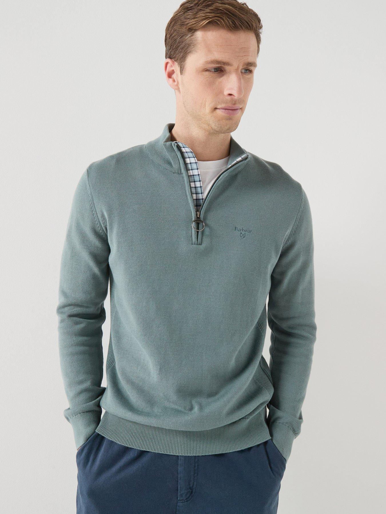 Barbour Cotton Half Zip Knitted Jumper - Aqua