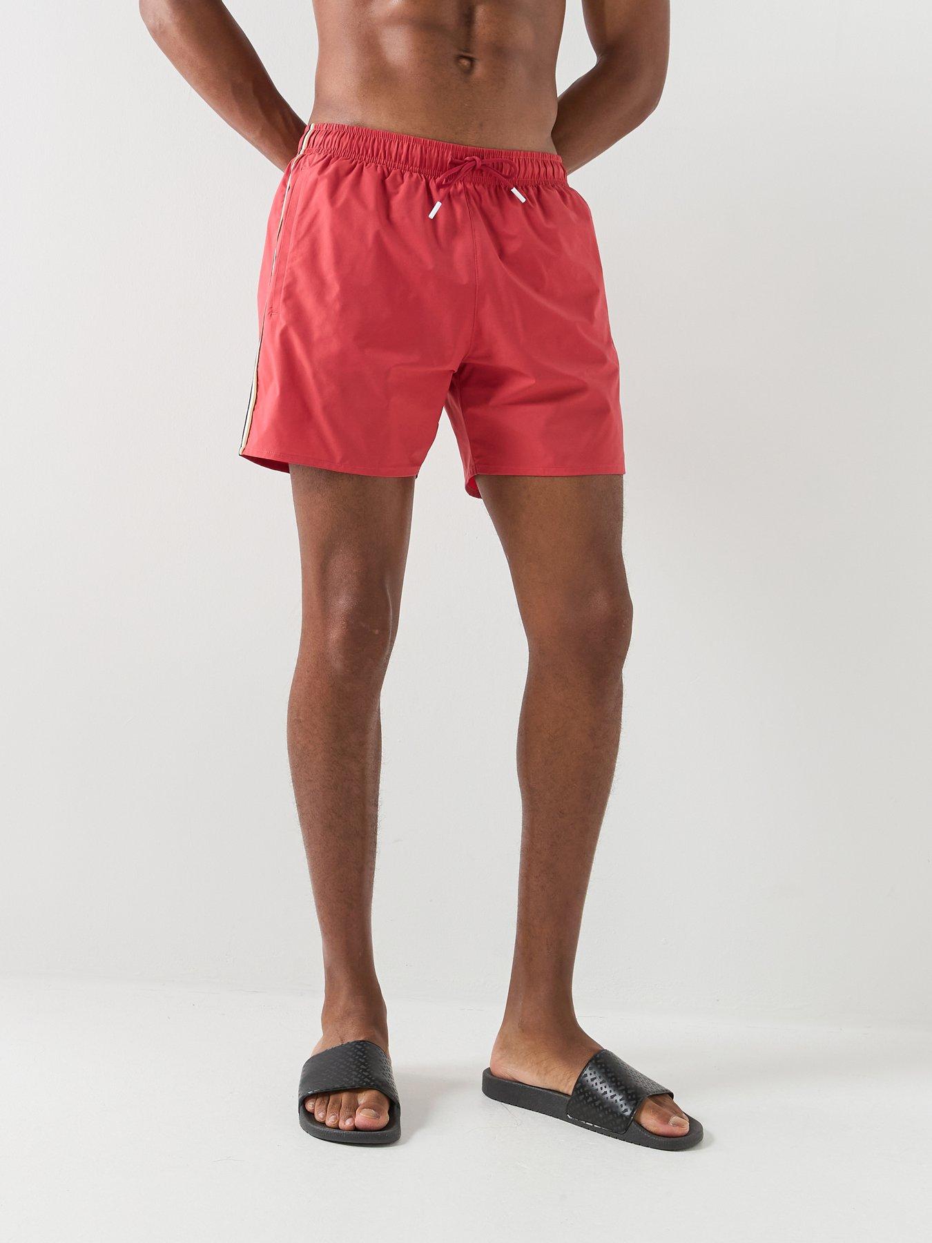 Boss Iconic Global Side Tape Swim Shorts - Red