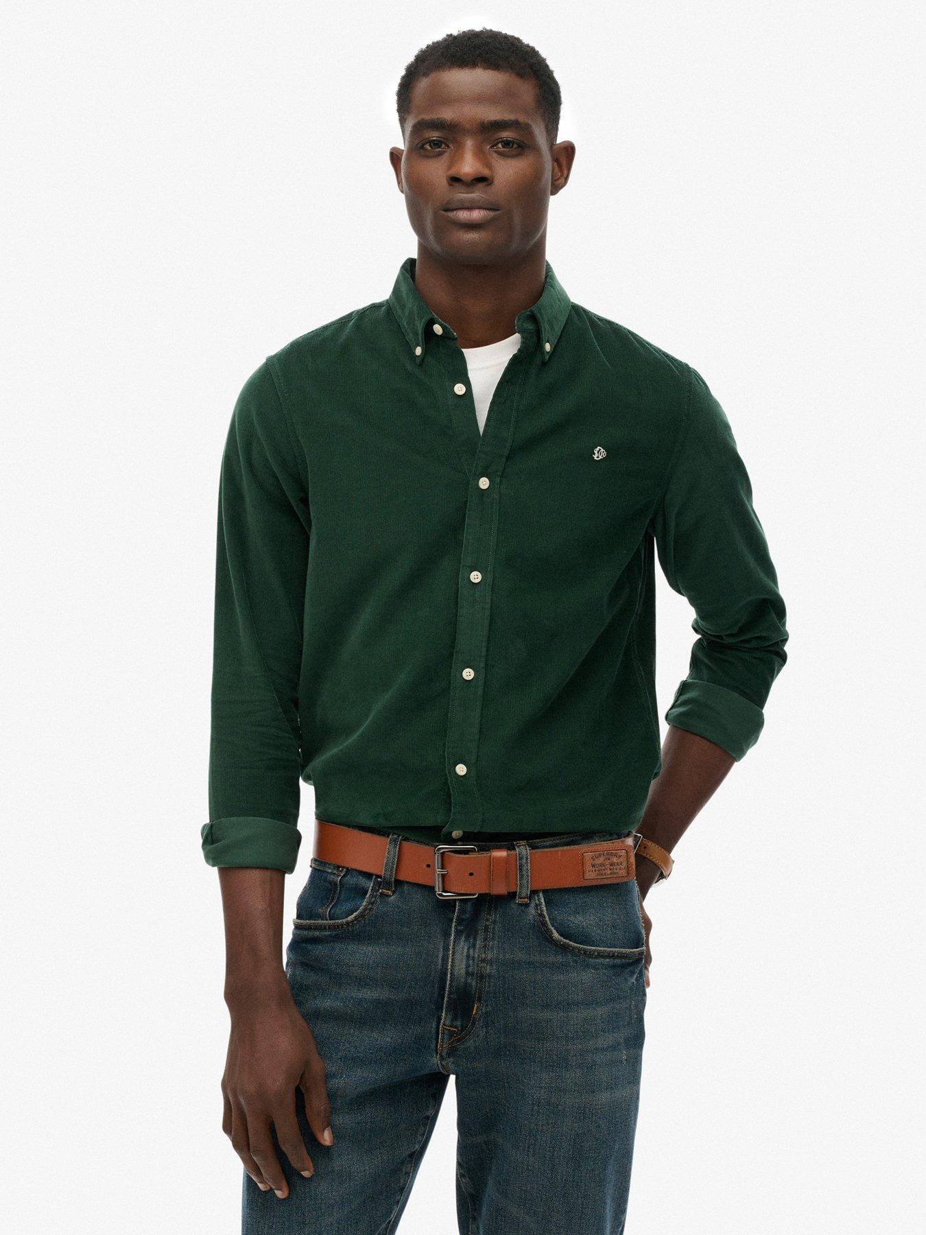 Superdry Classic Needle Cord Long Sleeve Shirt - Dark Green