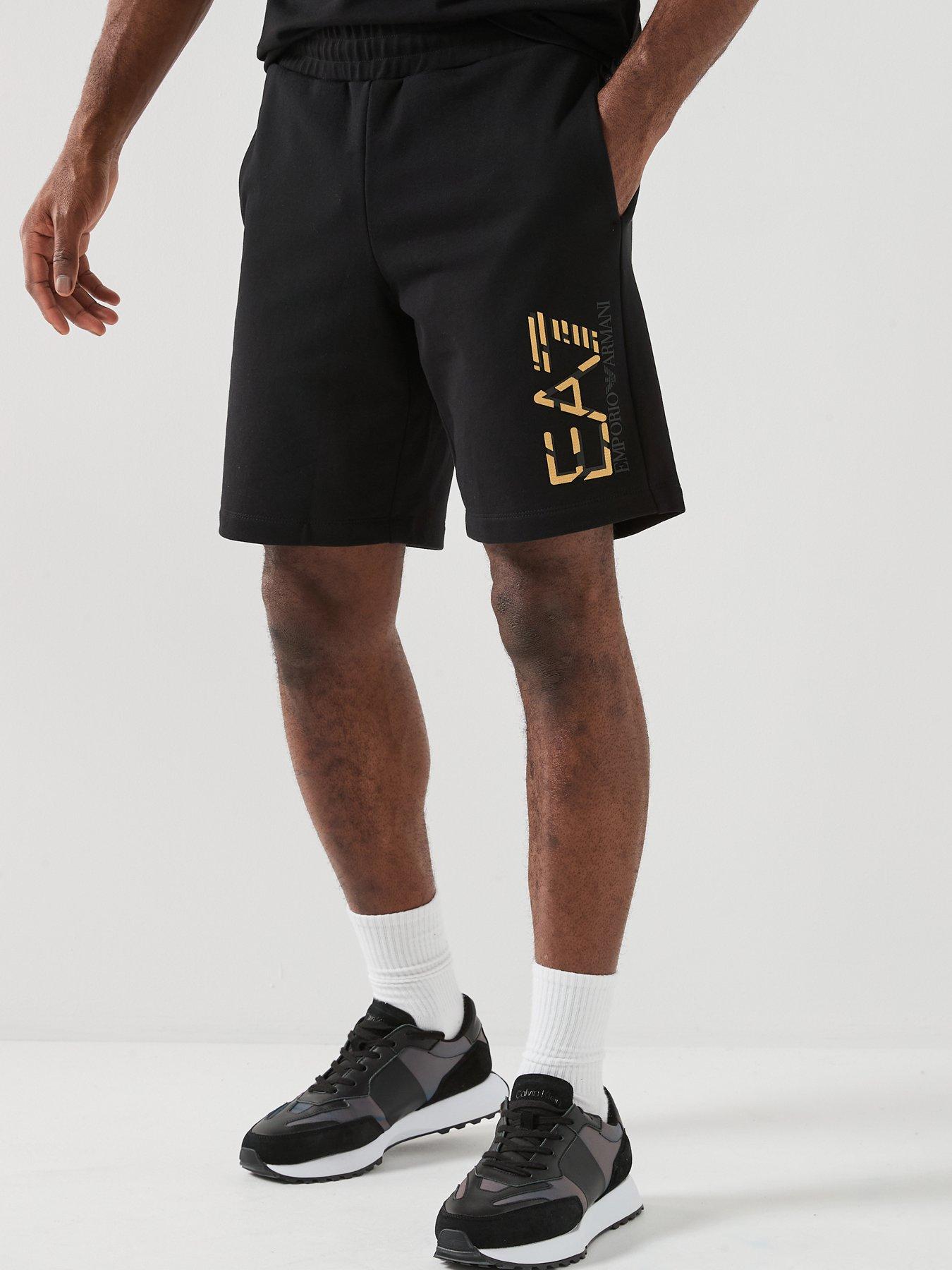 EA7 Emporio Armani Train Premium Gold Logo Shorts, Black, Size 3Xl, Men