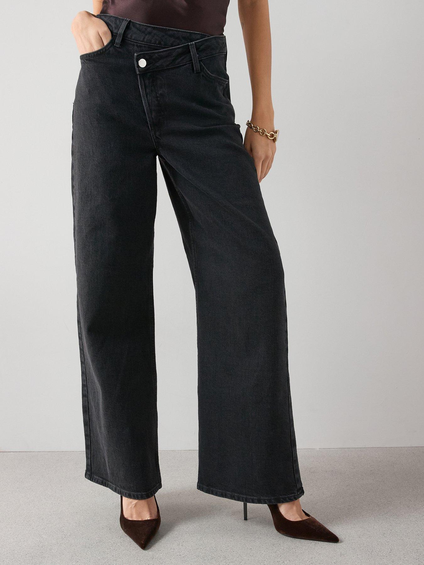 The Very Collection Wrap Front Wide Leg Jeans - Black