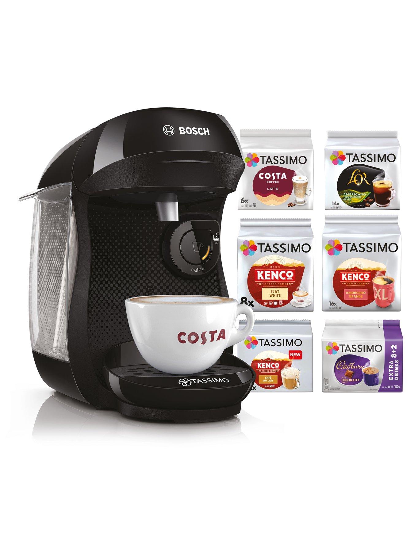 Image 2 of 8 of Tassimo by Bosch Happy Friendly Pod Coffee Machine with 70 Drinks Value Starter Bundle, TAS102EGBC - Black