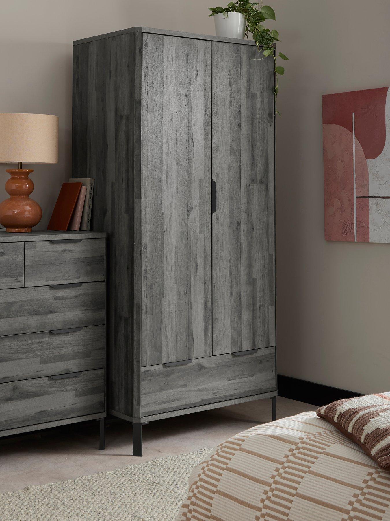 Image 1 of 7 of Very Home Harlem 2 Door Wardrobe - Black Oak&nbsp;- FSC&reg; Certified