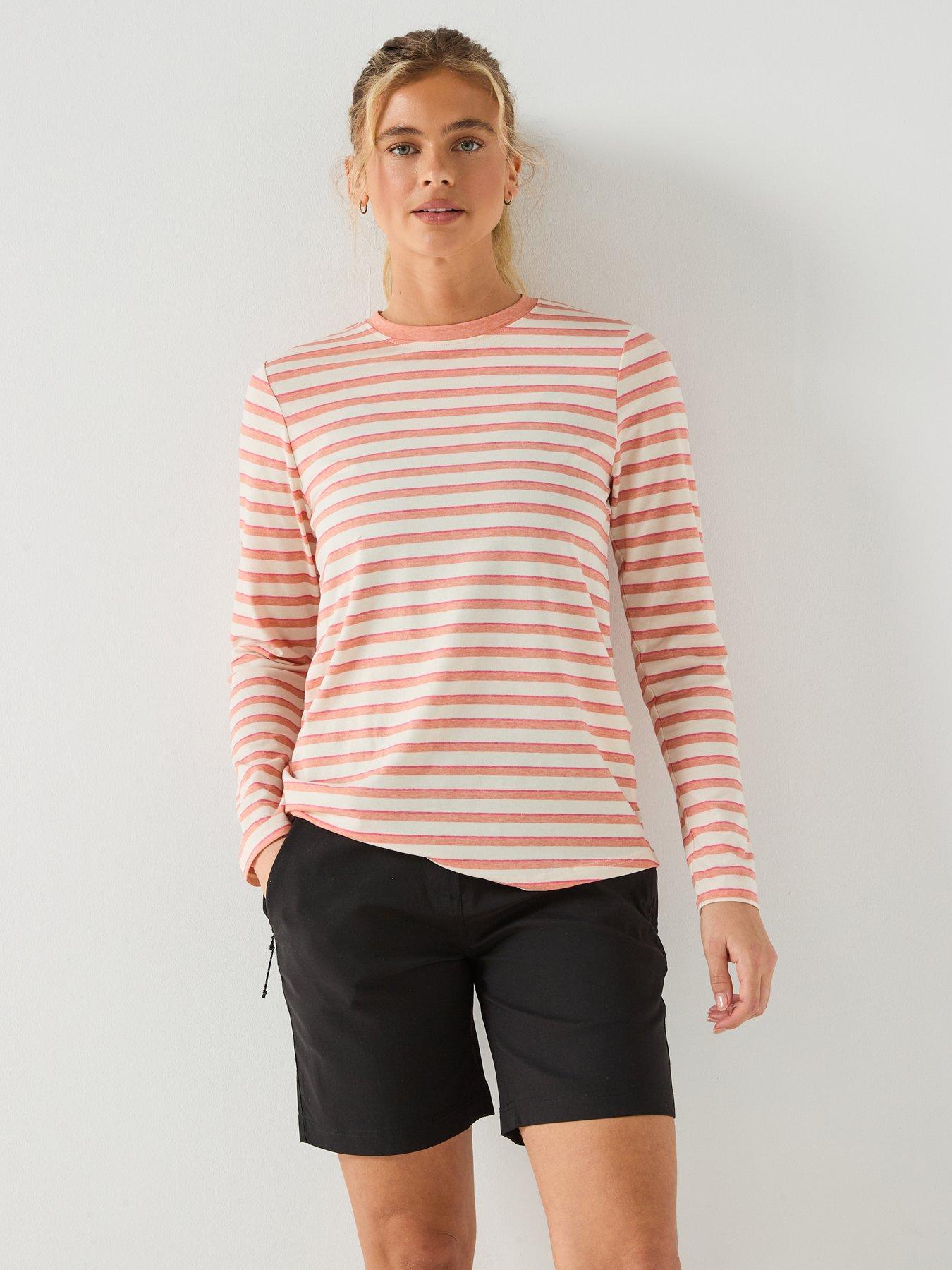 Craghoppers Womens Nosilife Akona Striped Long Sleeve T-Shirt - Pink
