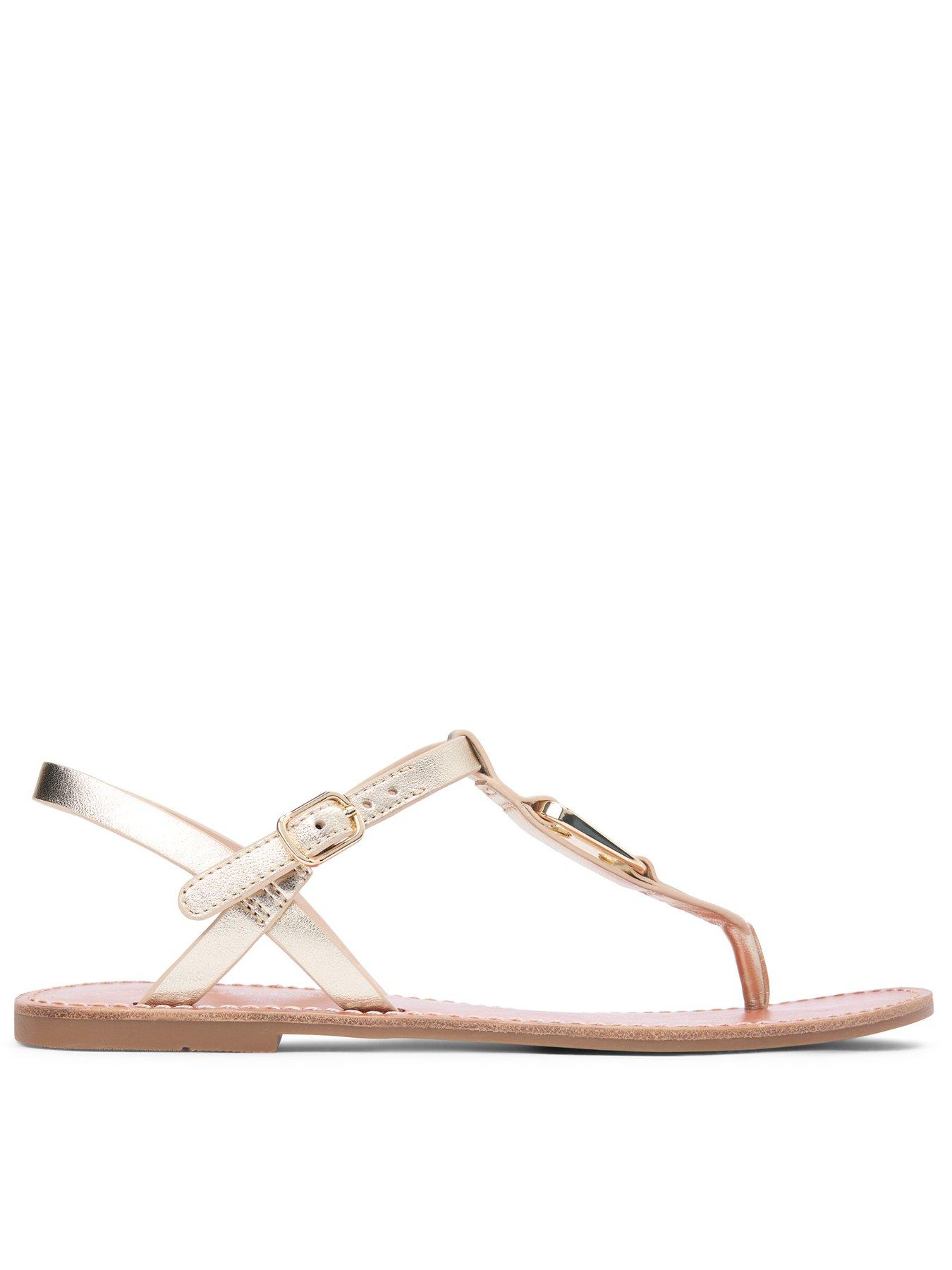 Tommy Hilfiger Leather Thong Sandal Gold