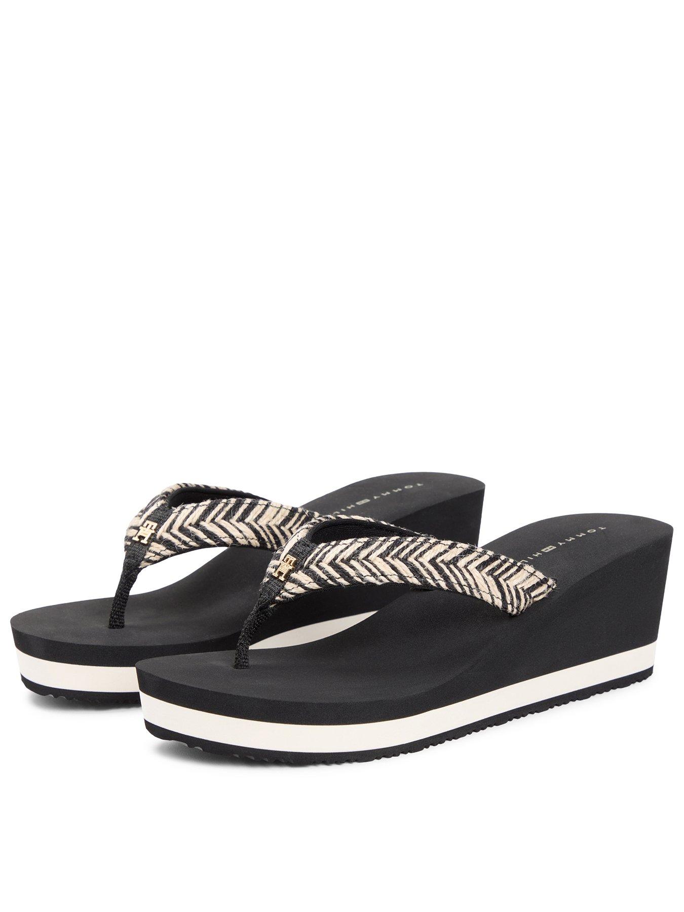 Image 1 of 6 of Tommy Hilfiger Rope Summer Sandals - Black