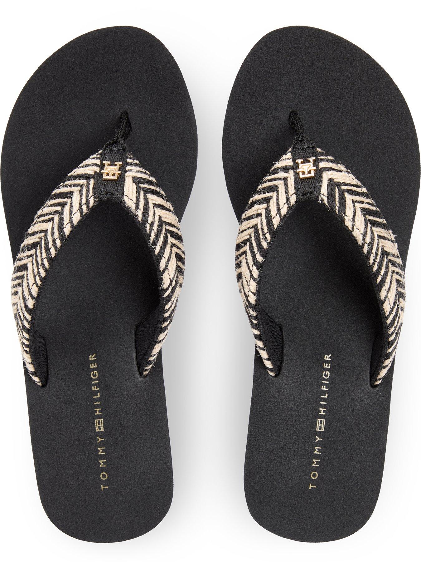 Image 4 of 6 of Tommy Hilfiger Rope Summer Sandals - Black
