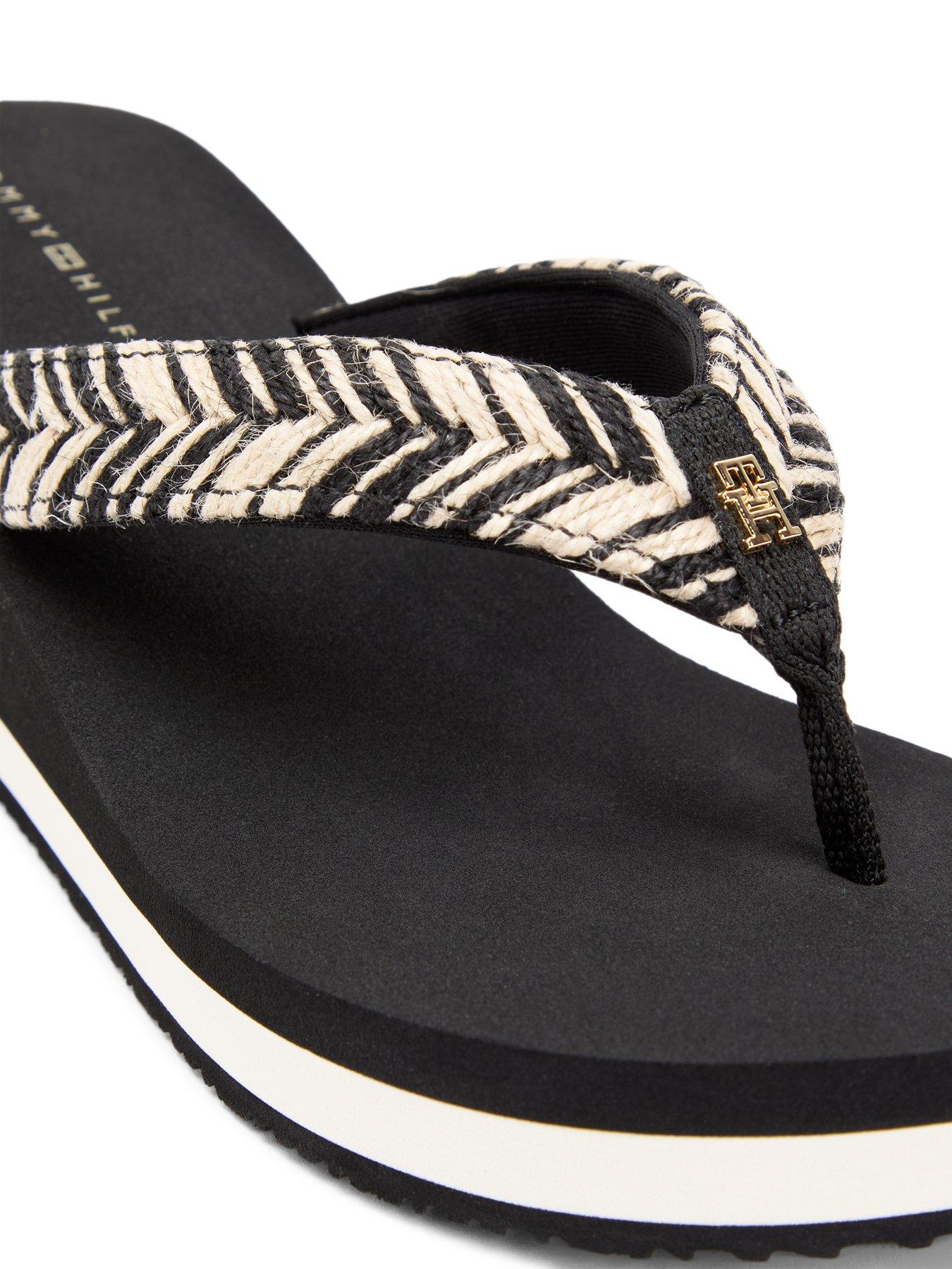 Image 6 of 6 of Tommy Hilfiger Rope Summer Sandals - Black