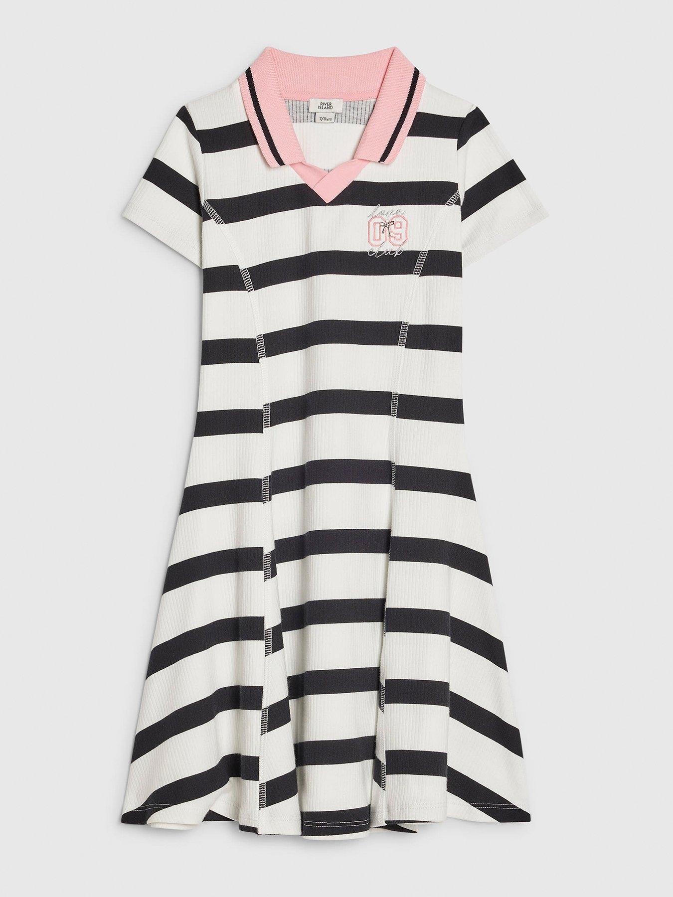 River Island Older Girls Stripe Polo Dress - Black
