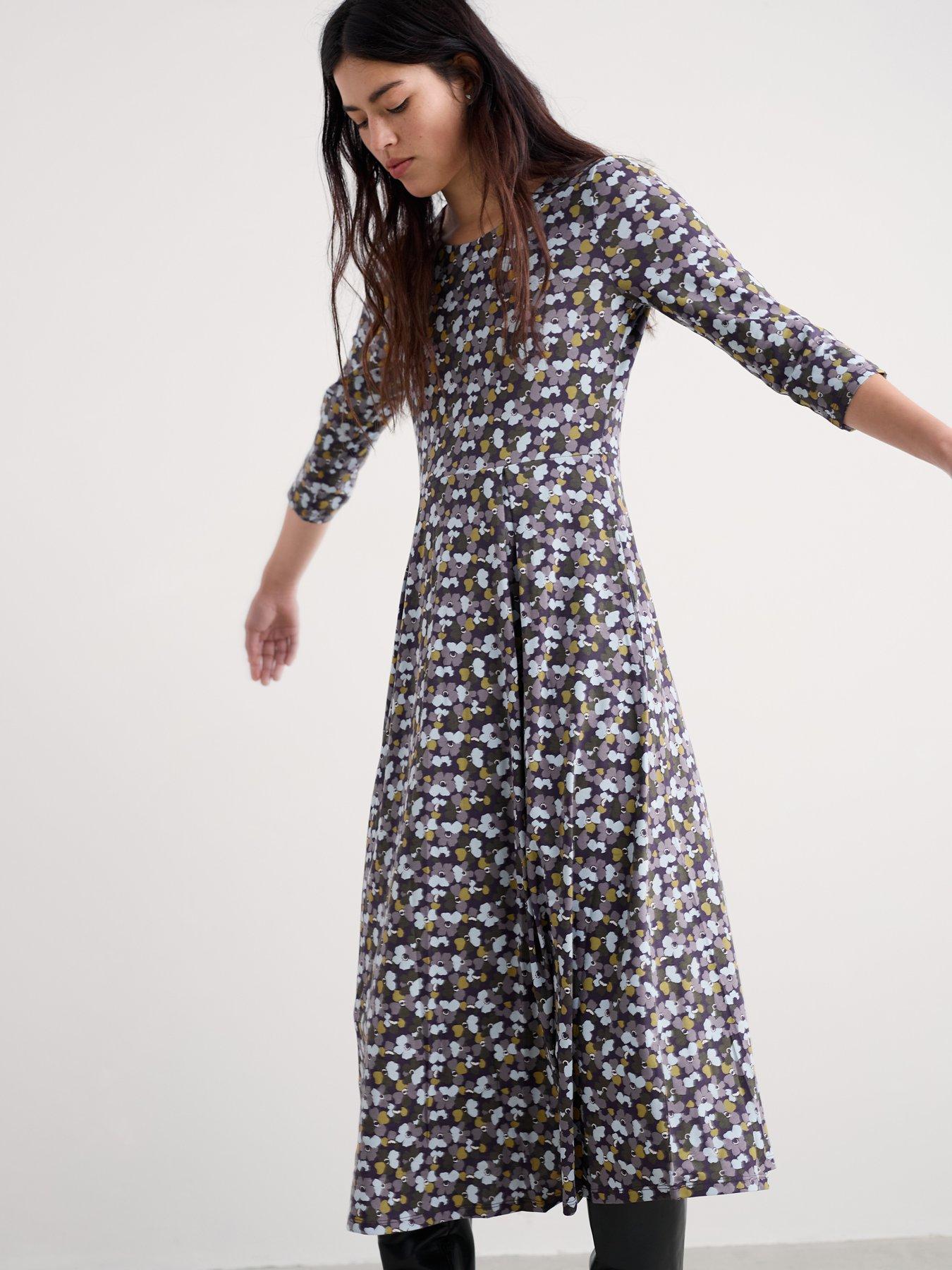Seasalt Cornwall: 3/4 Sleeve Cotton Jersey Nancy Dress - Navy