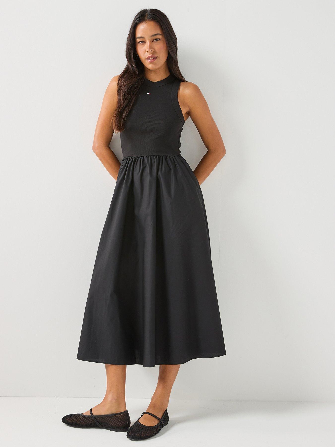 Tommy Jeans Rib Poplin Tank Dress, Black, Size Xl, Women
