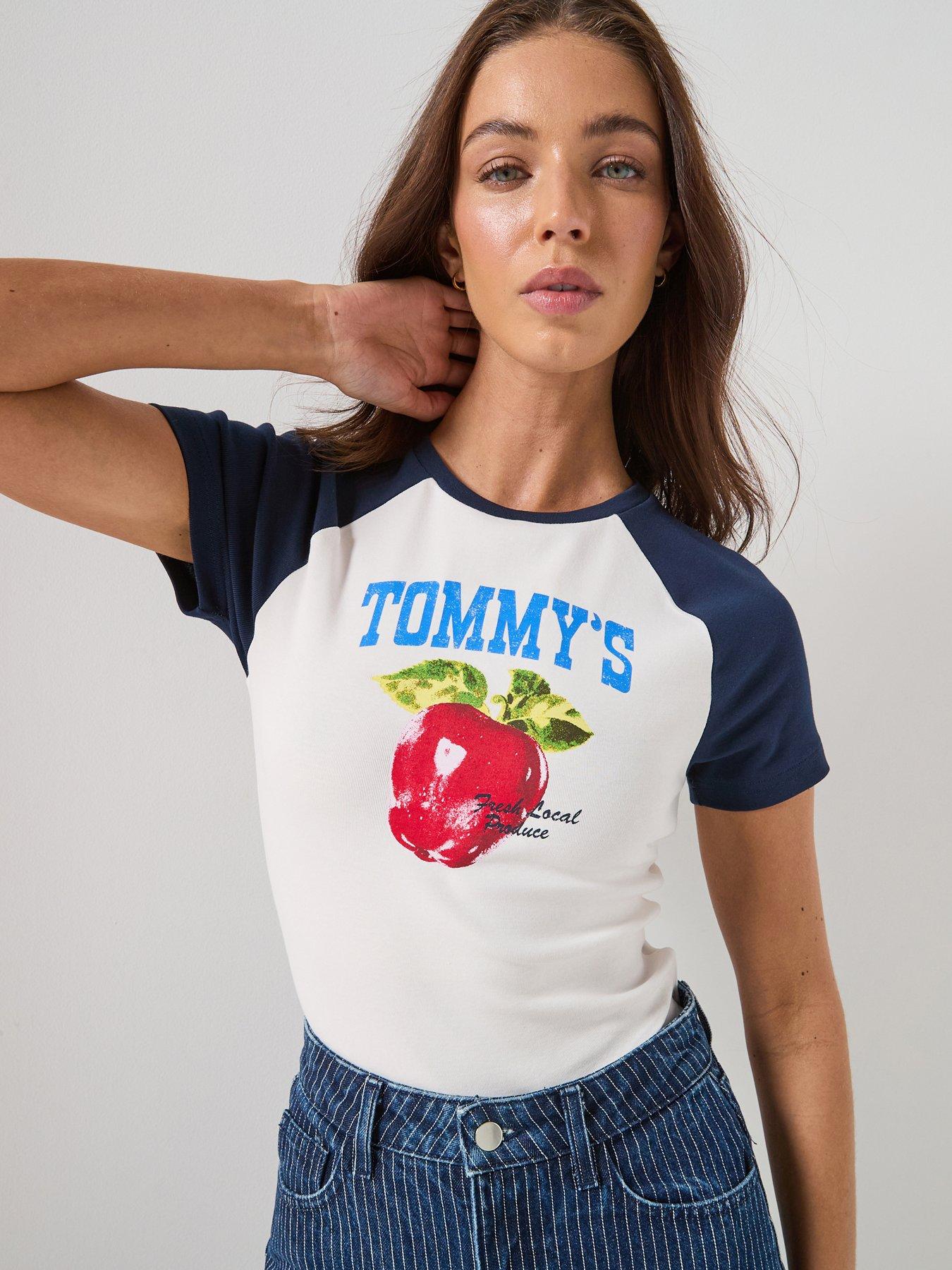 Tommy Jeans Raglan Graphic T-Shirt - White