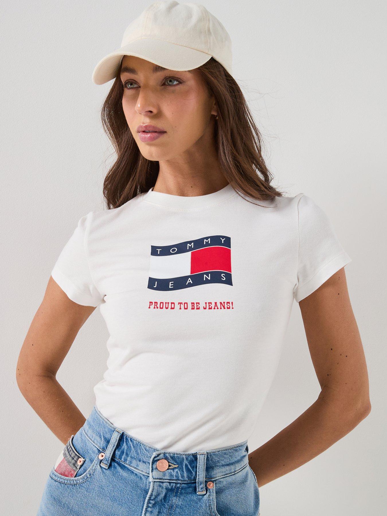 Tommy Jeans Slim Fit Flag T-Shirt - White
