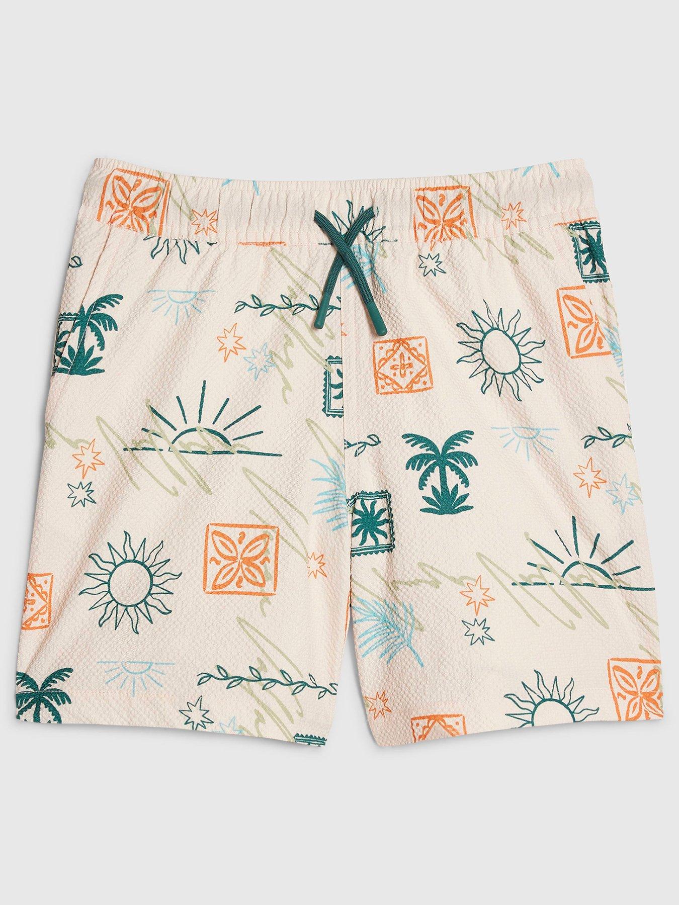 River Island Older Boys Sun Print Swim Shorts - Cream