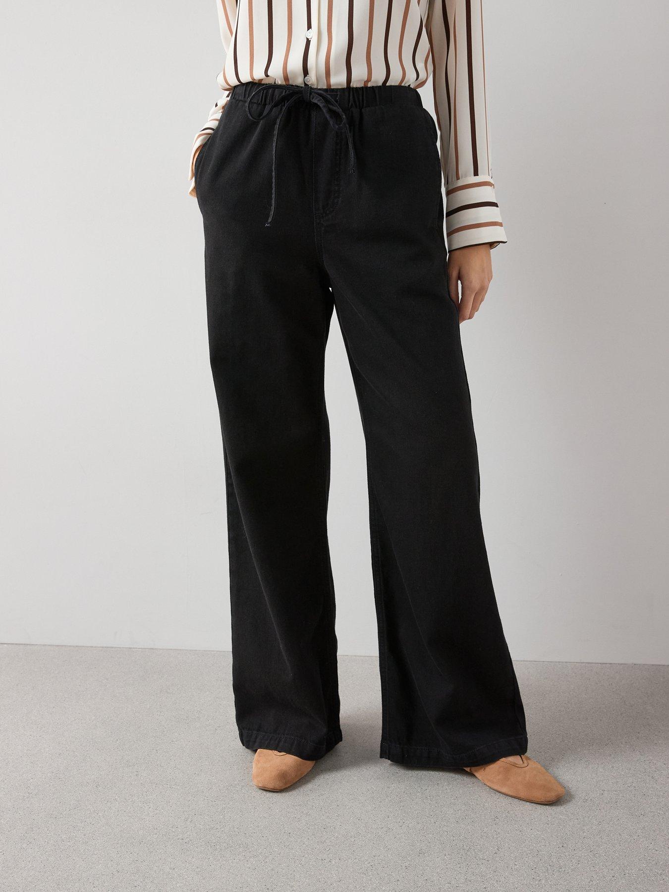 The Very Collection Drawcord Wide Leg Jeans - Black