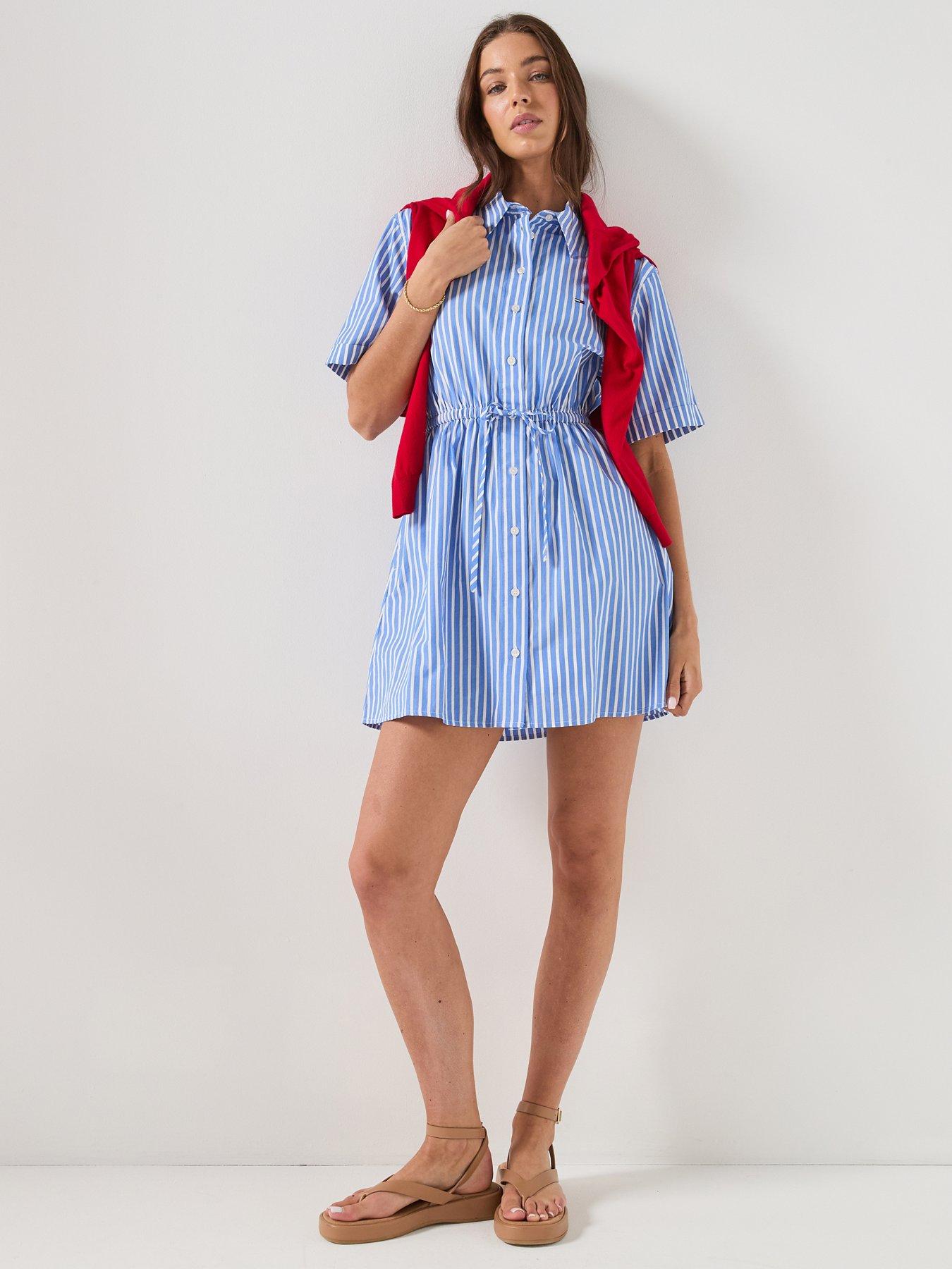 Tommy Jeans Stripe Shirt Dress, Blue, Size Xl, Women