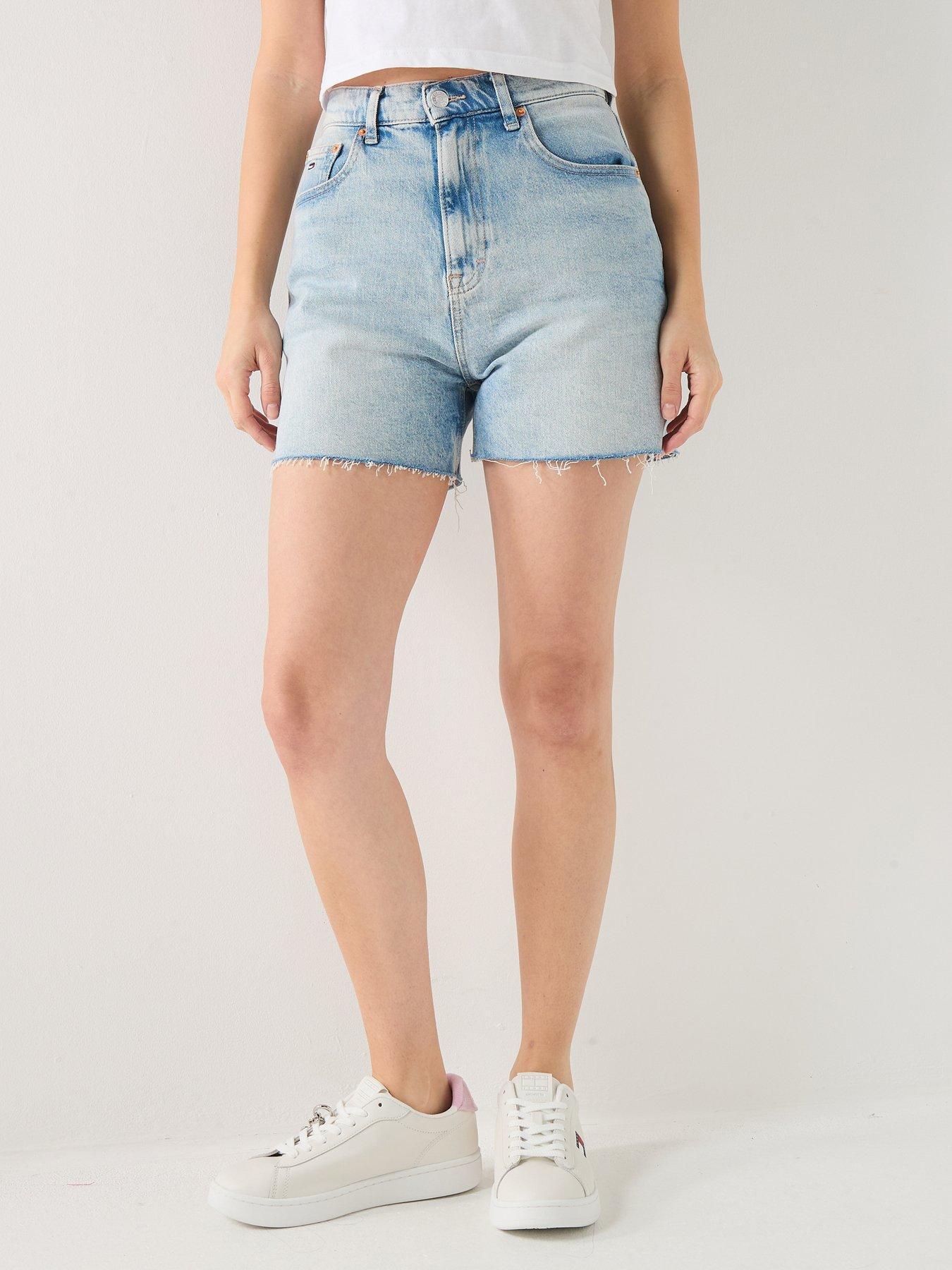 Tommy Jeans Straight Leg Mom Shorts, Blue, Size 28, Women