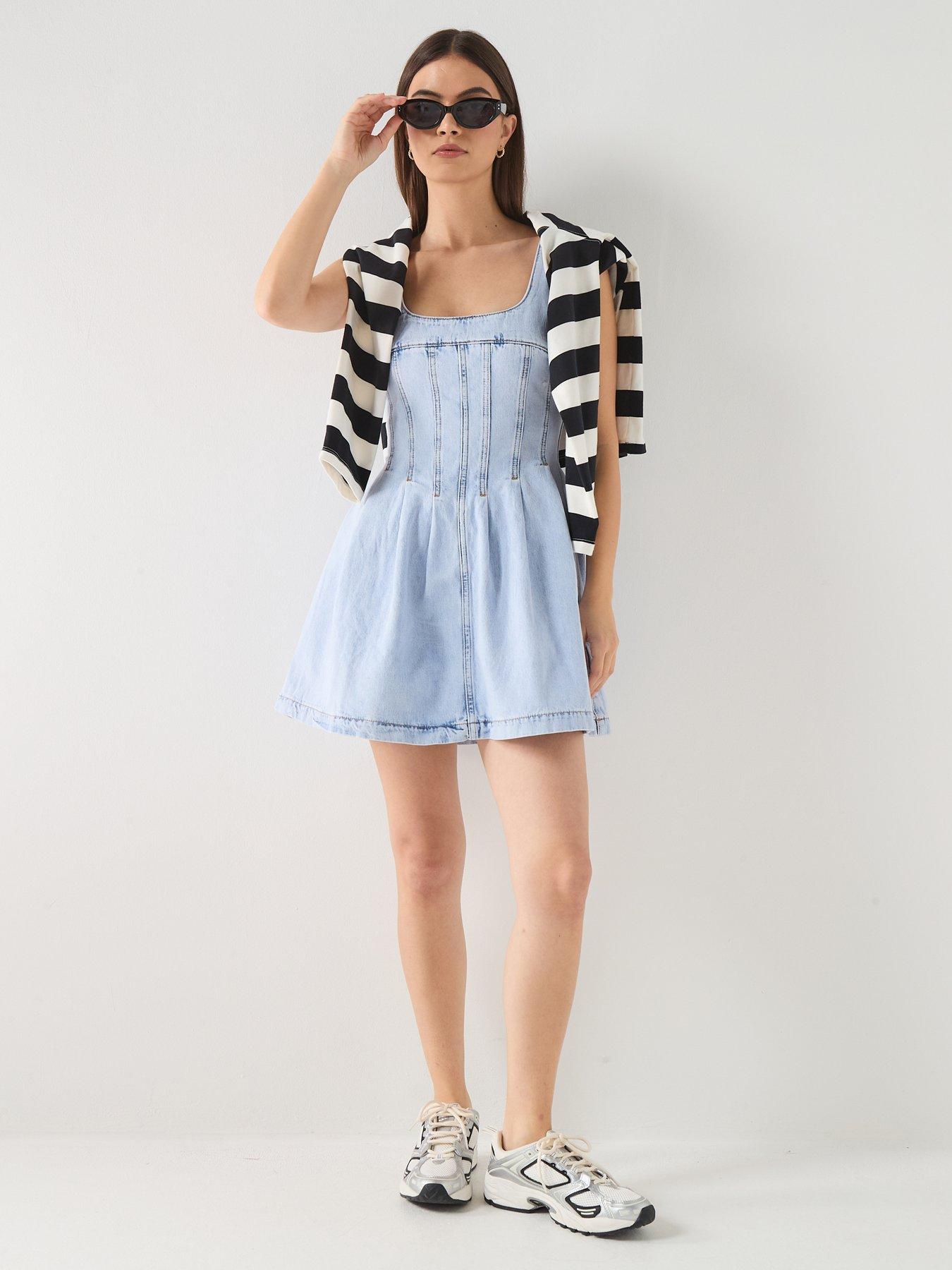 Image 3 of 6 of Tommy Jeans Denim Skater Dress - Blue