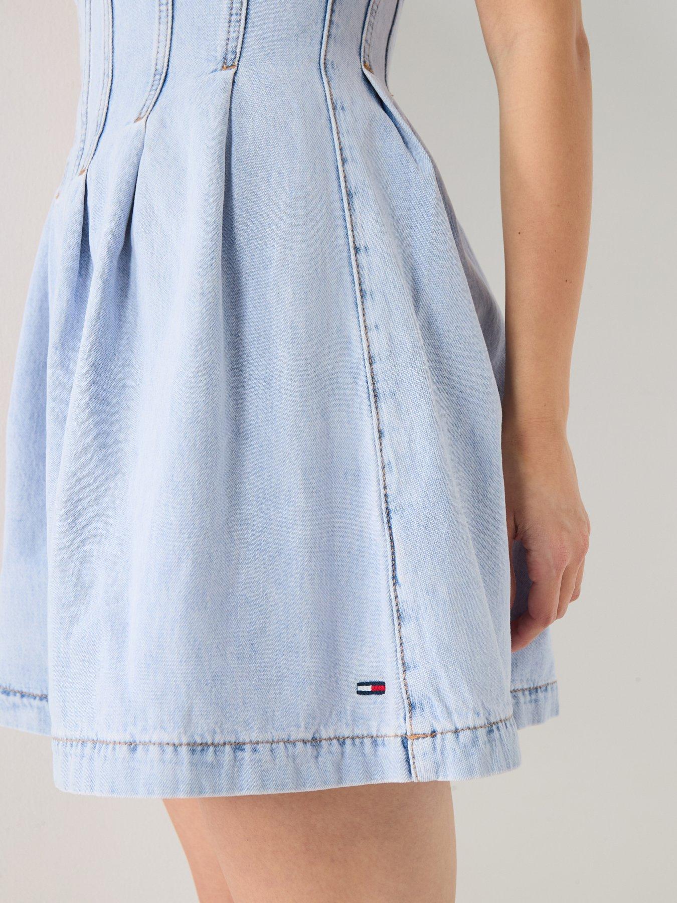 Image 4 of 6 of Tommy Jeans Denim Skater Dress - Blue