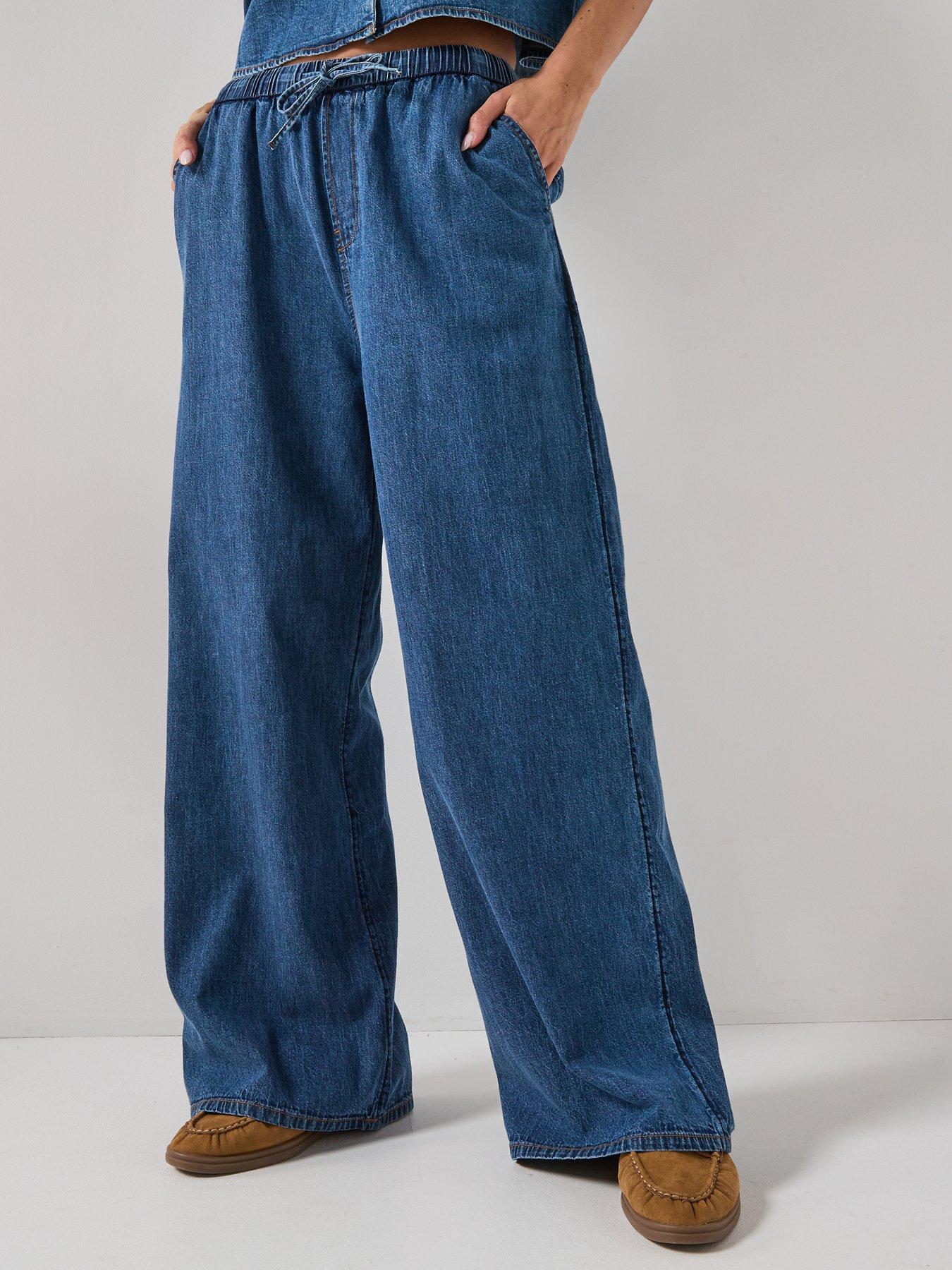 Tommy Jeans Chambray Denim Loose Drawstring Trousers - Blue