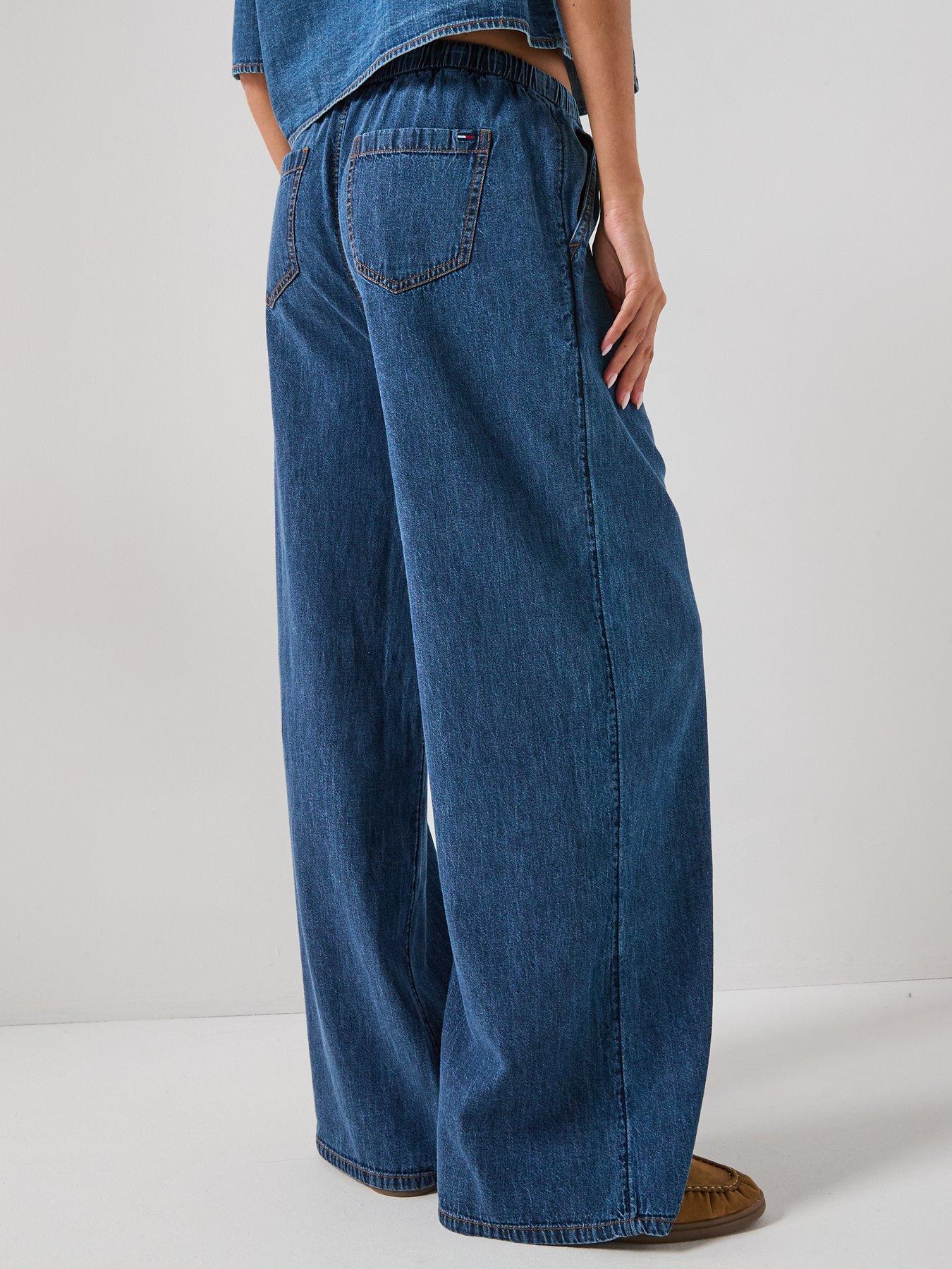 Image 2 of 6 of Tommy Jeans Chambray Denim Loose Drawstring Trousers - Blue