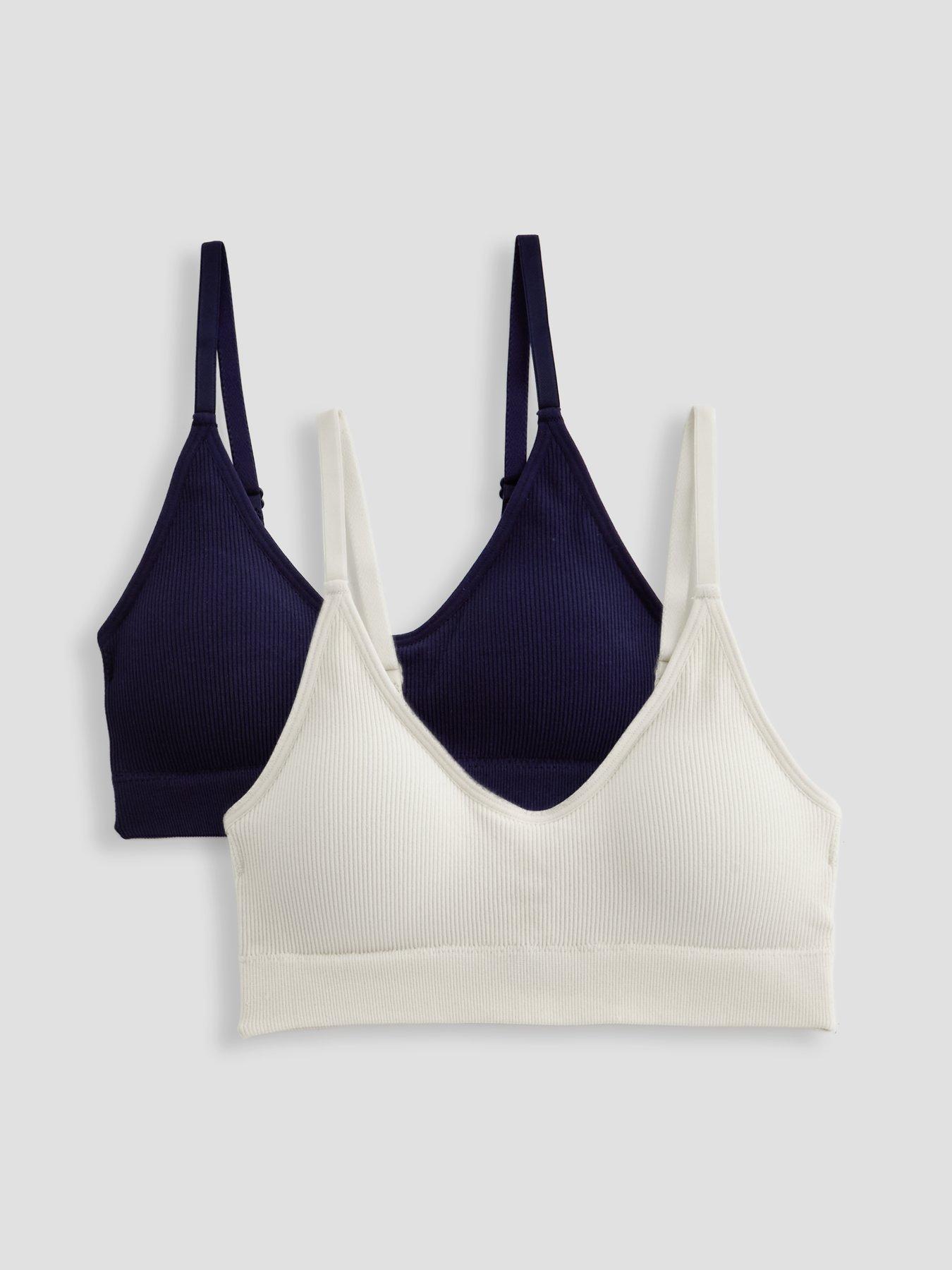The Very Collection 2 Pack Scoop Navy And Cream Seamless Bralette - Multi