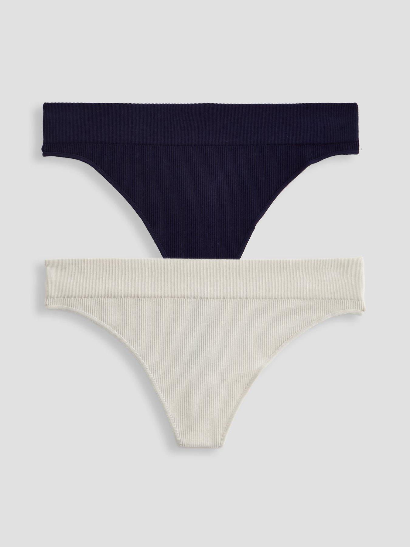 The Very Collection 2 Pack Navy And Cream Seamless Thong - Multi