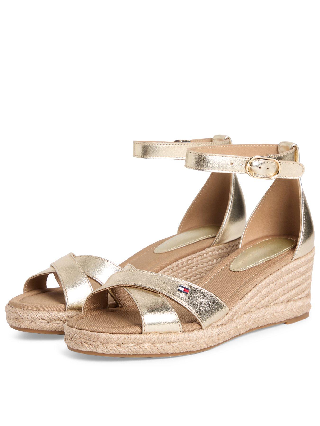 Tommy Hilfiger Mid Wedge Espad X Cross Gold, Yellow, Size 41, Women