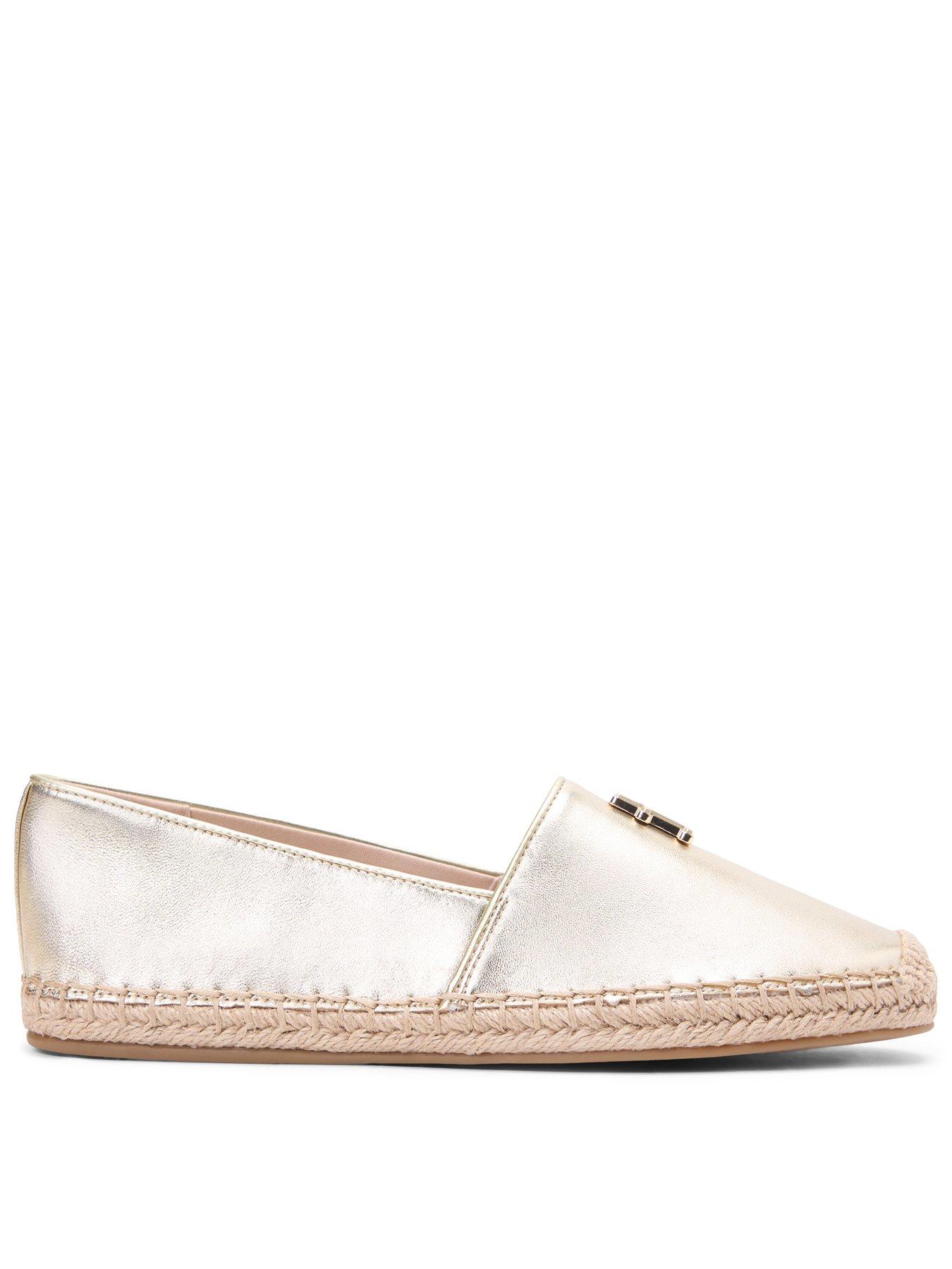 Image 1 of 6 of Tommy Hilfiger Logo Gold Espadrille Shoes