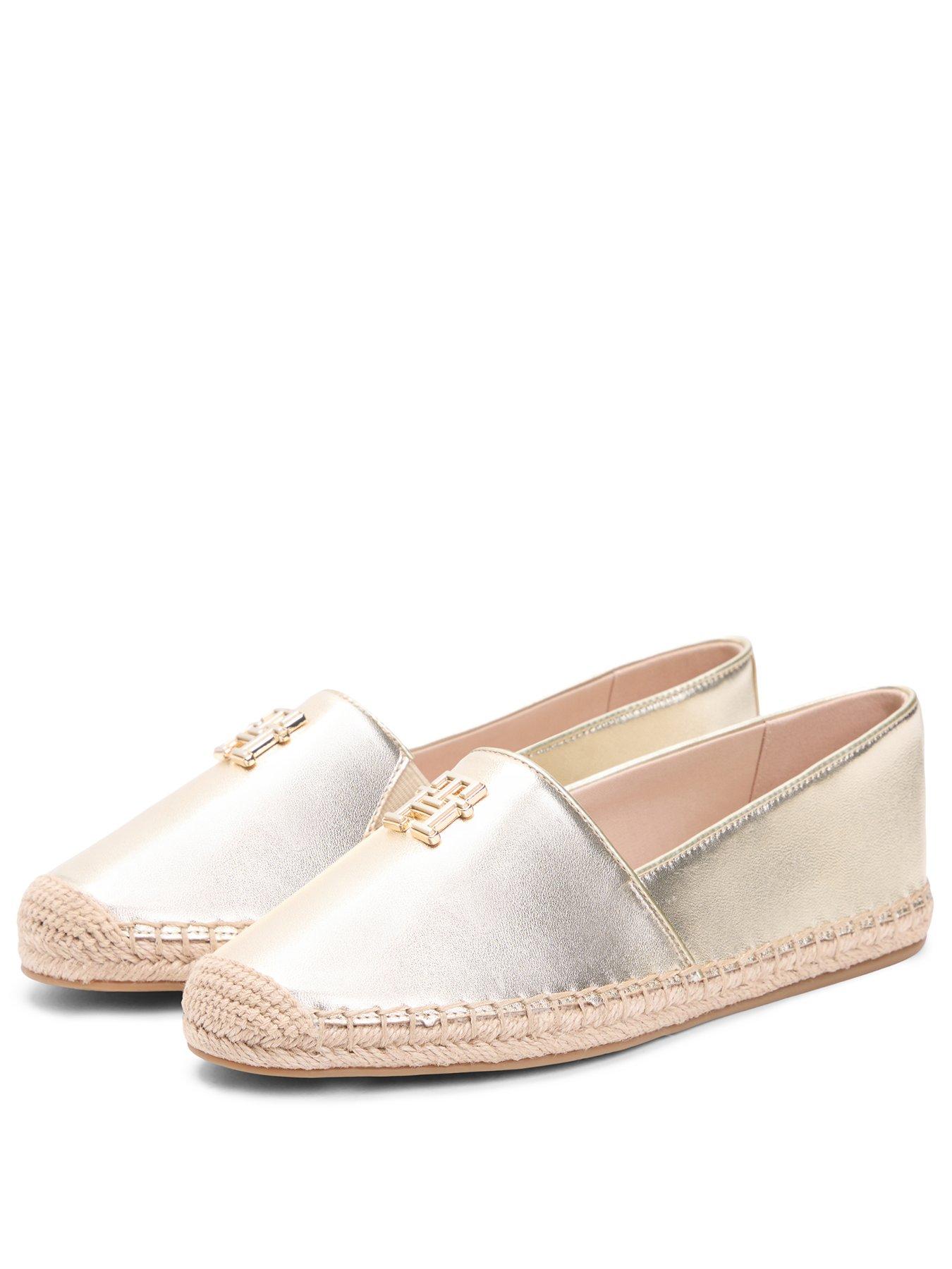 Image 2 of 6 of Tommy Hilfiger Logo Gold Espadrille Shoes