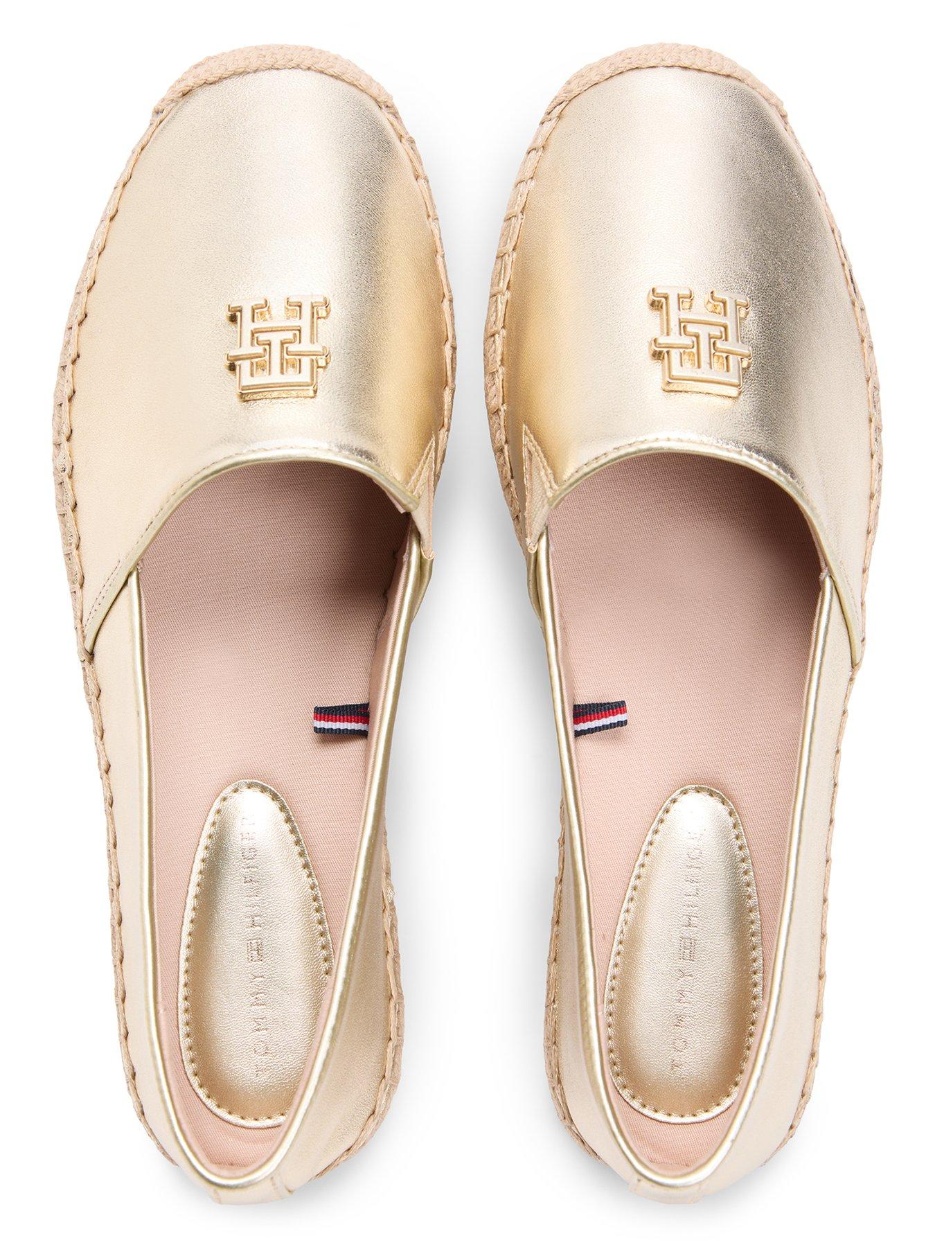 Image 4 of 6 of Tommy Hilfiger Logo Gold Espadrille Shoes
