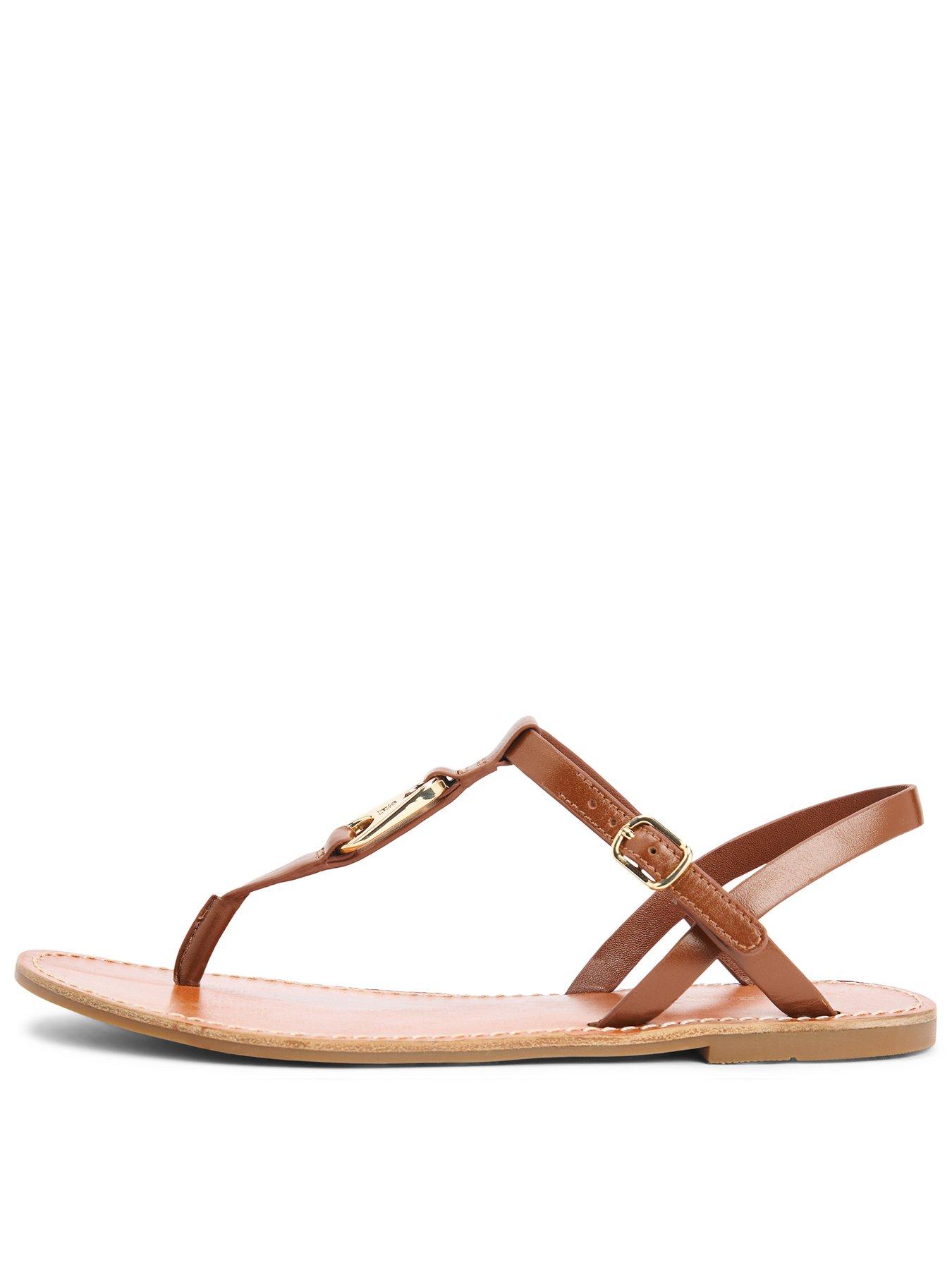 Tommy Hilfiger Leather Thong Sandal, Brown, Size 37, Women