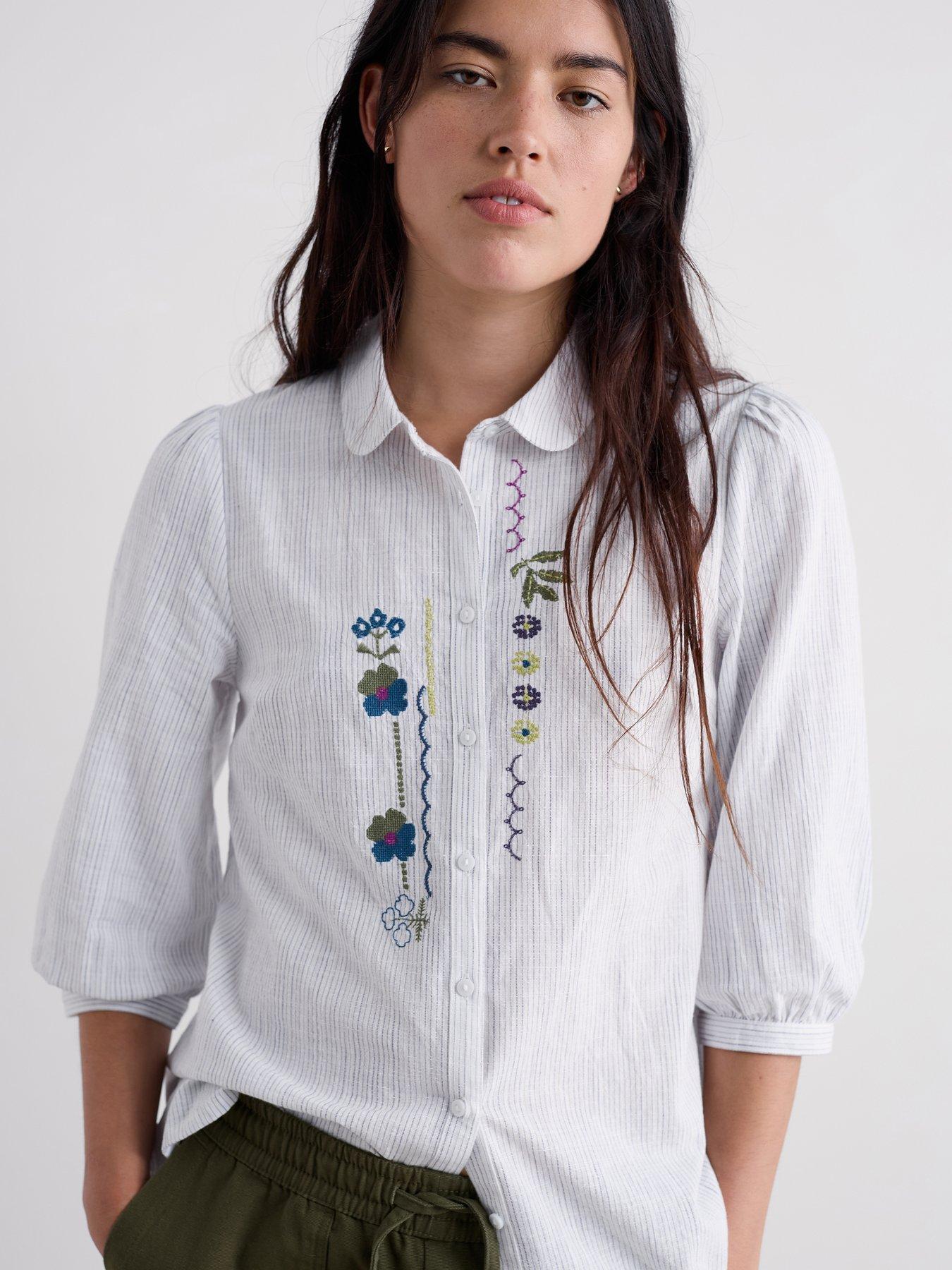 Seasalt Cornwall Hope Cottage Embroidered Blouse - White