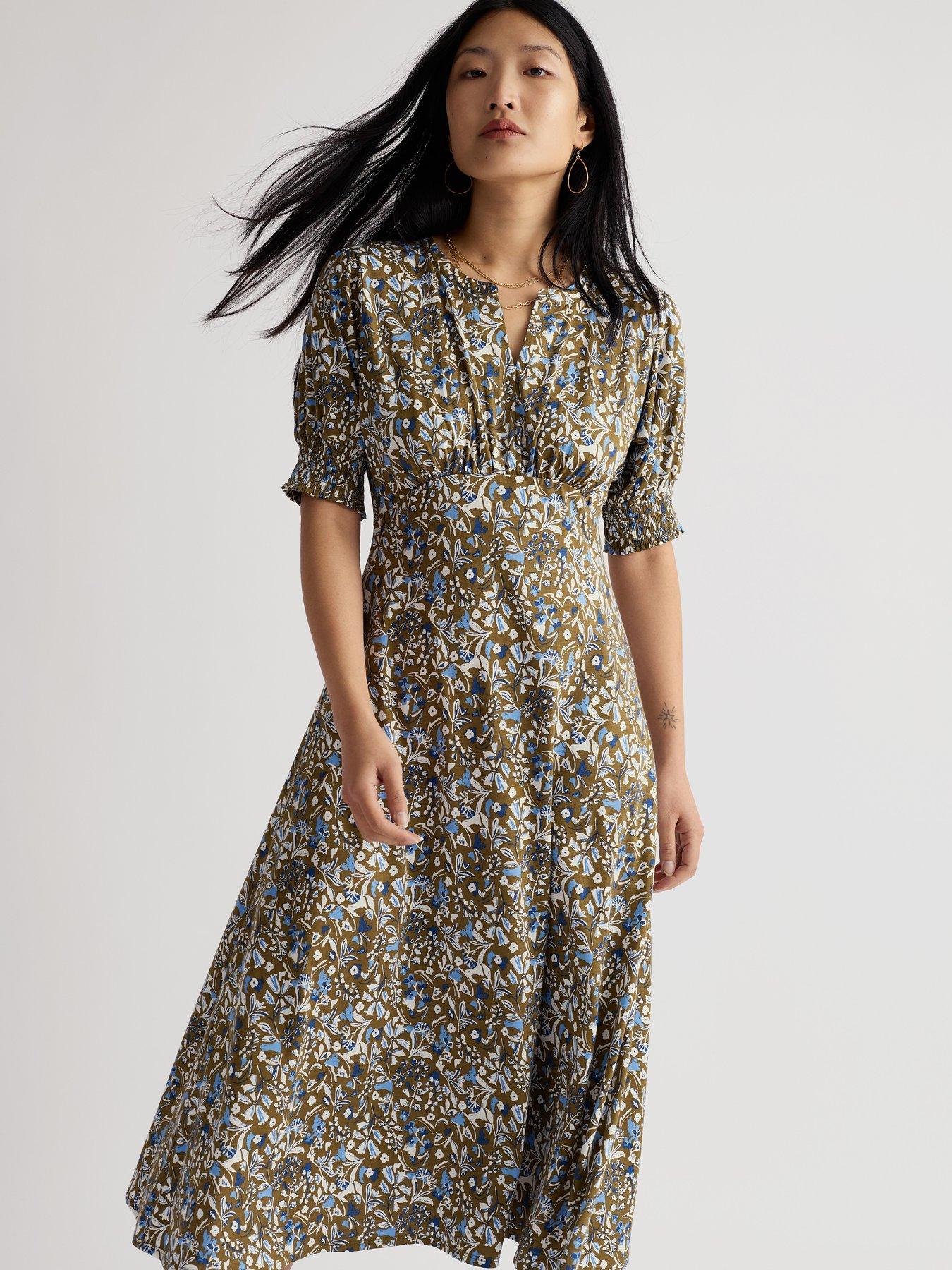 Image 3 of 5 of Seasalt Cornwall Fenil Empire Line Midi Dress - Green