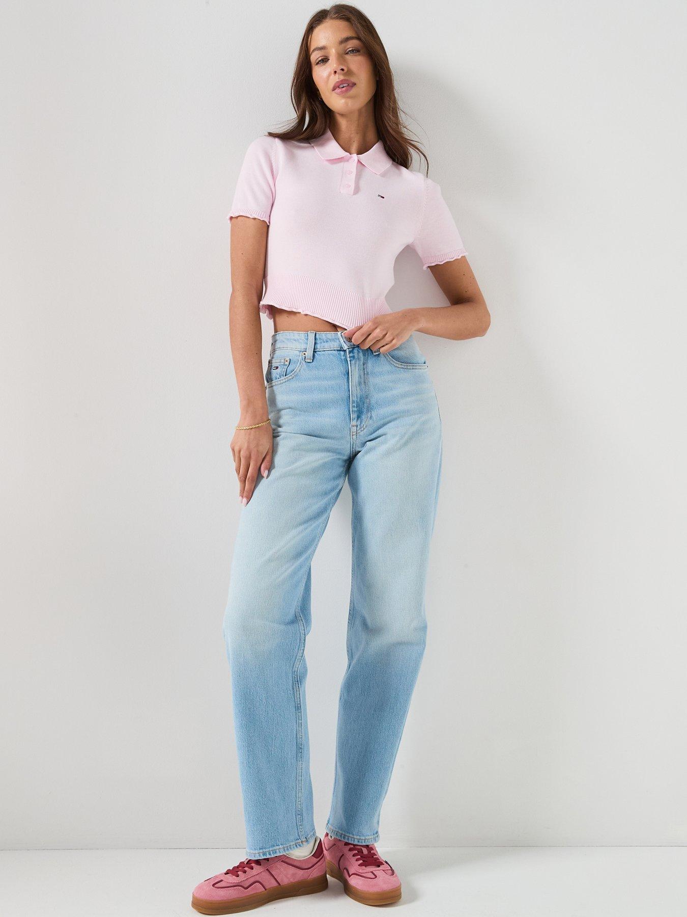 Image 3 of 5 of Tommy Jeans Short Sleeve Polo Sweater - Pink