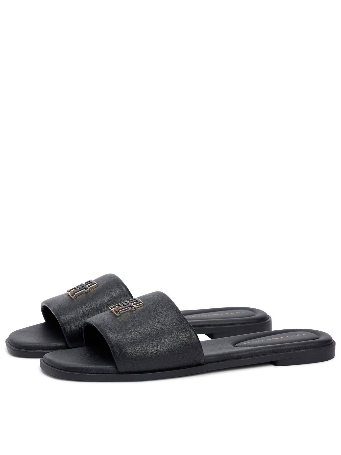 Tommy Hilfiger Logo Hardware Leather Mule - Black