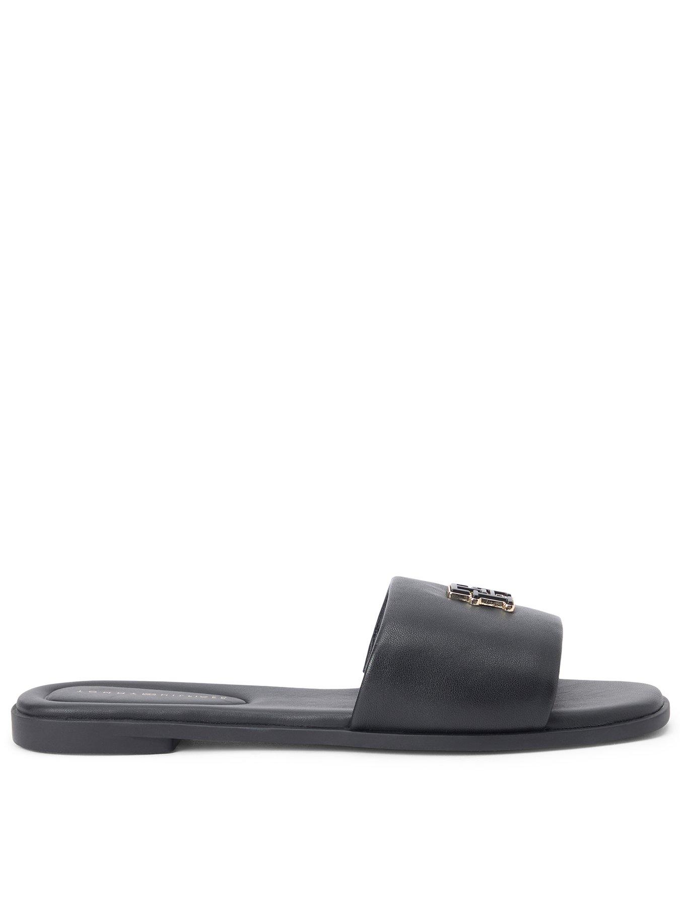 Tommy Hilfiger Logo Hardware Leather Mule - Black