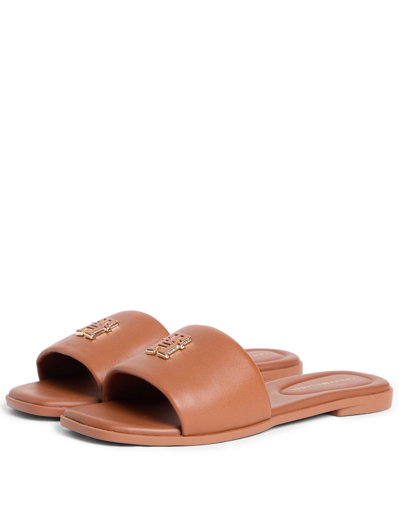 Tommy Hilfiger Th Logo Hardware Leather Mule Slip-Ons - Brown