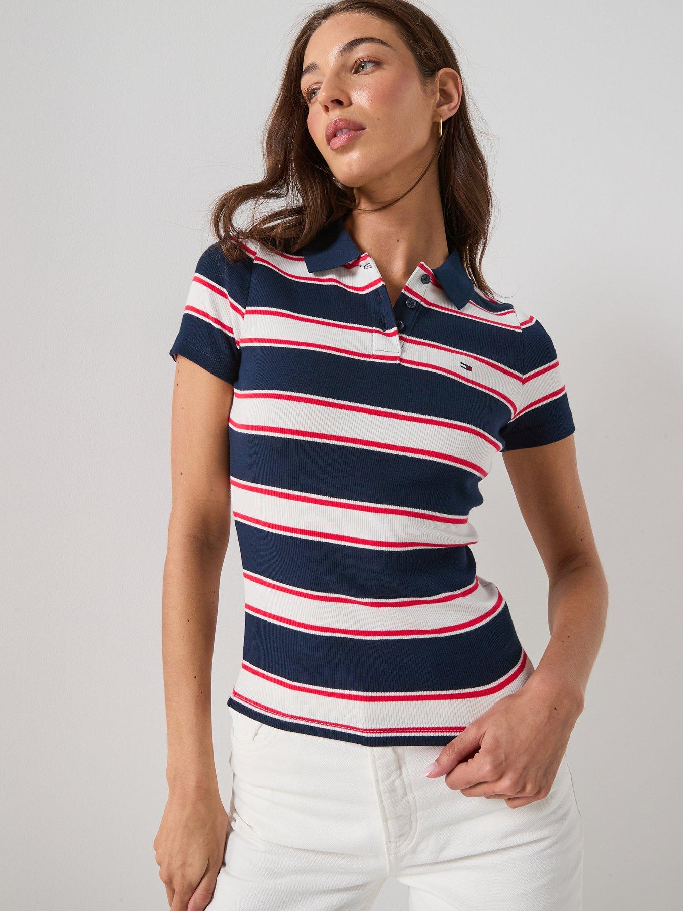Tommy Jeans Slim Short Sleeve Rib Polo Top - Navy