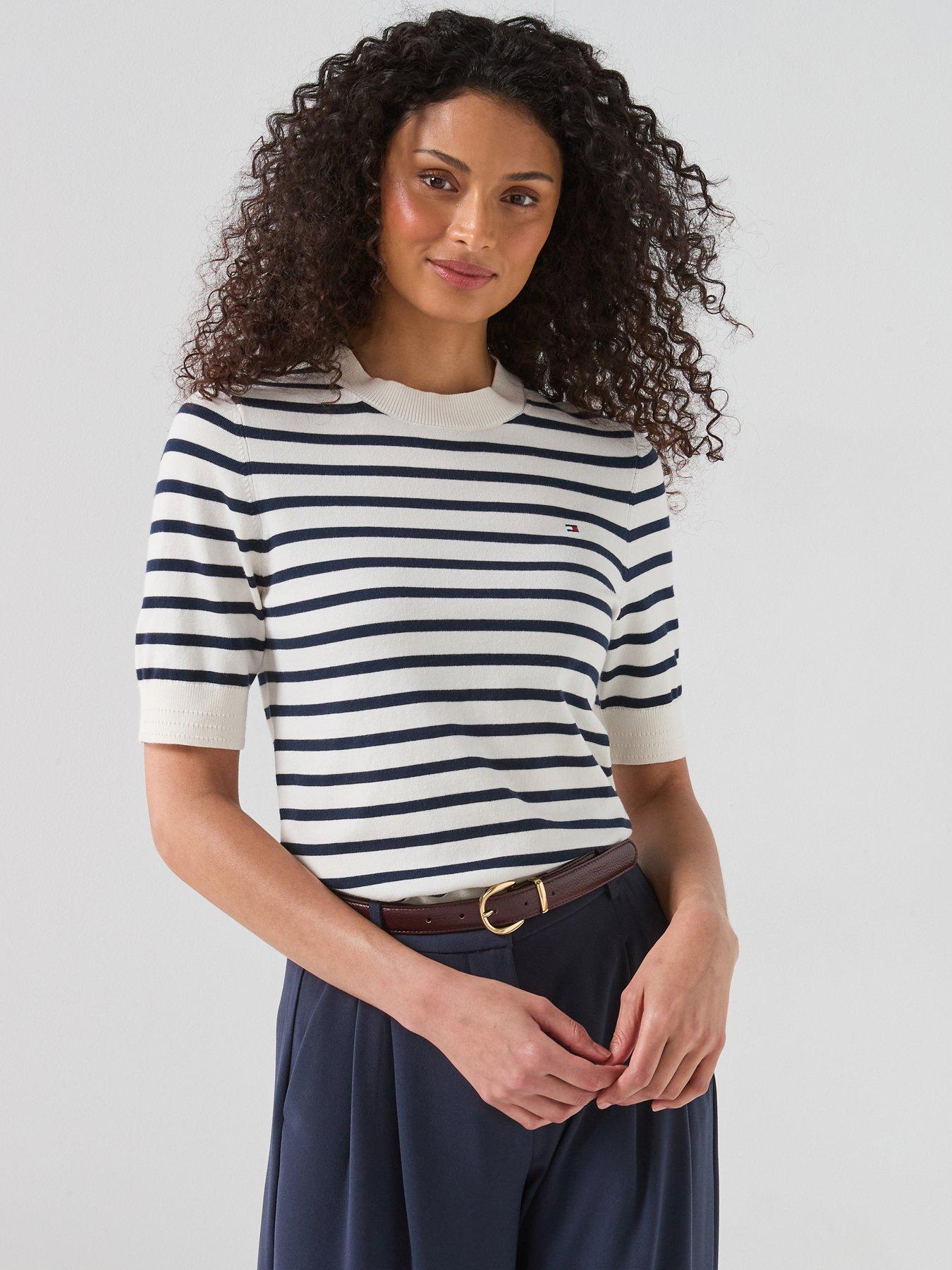 Image 1 of 6 of Tommy Hilfiger Fine Knit Jersey Short Sleeve Jumper
