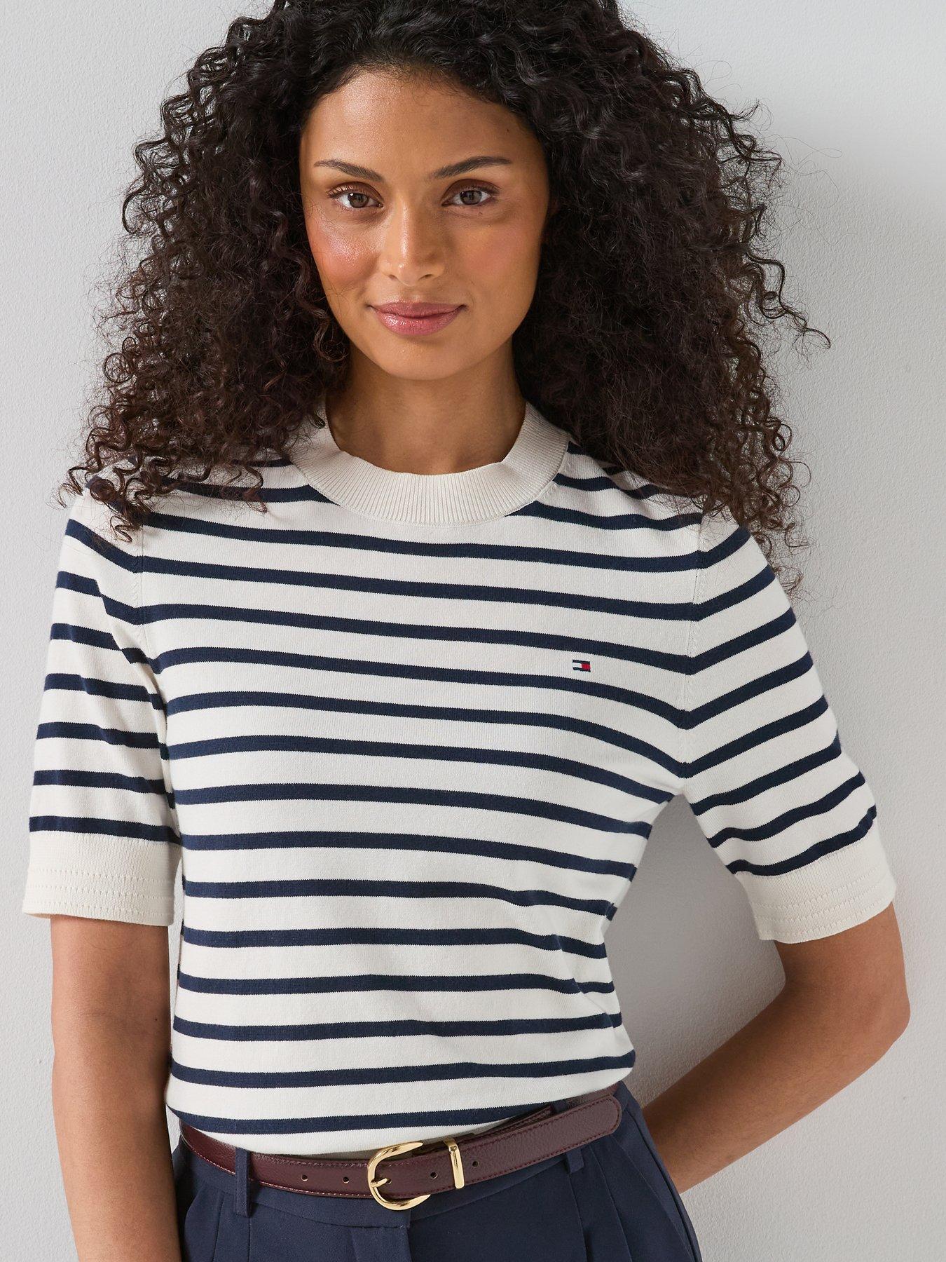 Image 4 of 6 of Tommy Hilfiger Fine Knit Jersey Short Sleeve Jumper