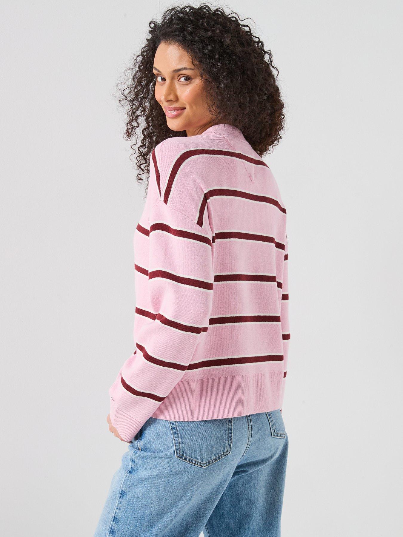 Image 2 of 6 of Tommy Hilfiger Relaxed Fit Premium Knitted Stripe Jumper - Pink