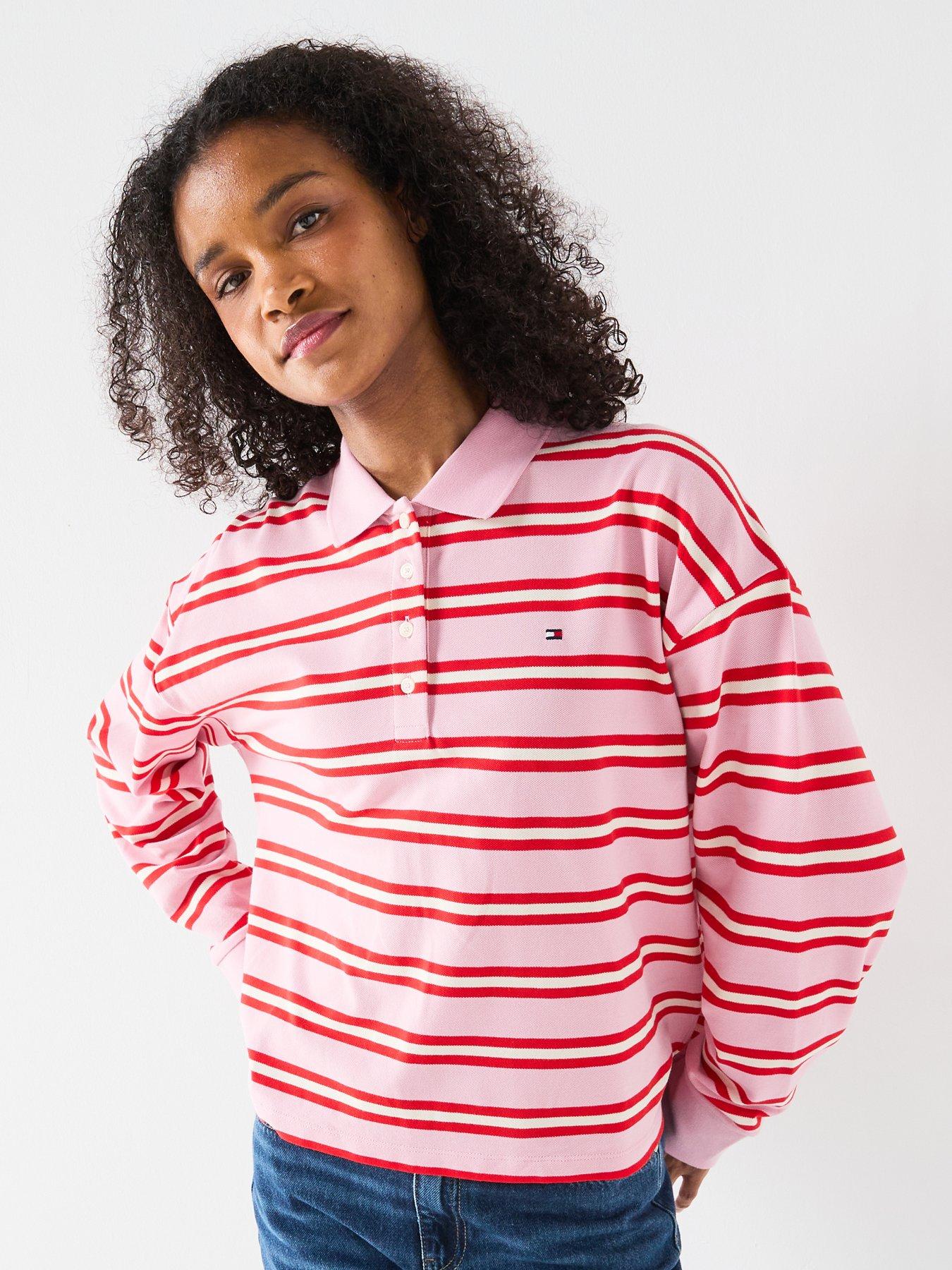 Tommy Hilfiger Multi Long Sleeve Striped Polo Top - Pink