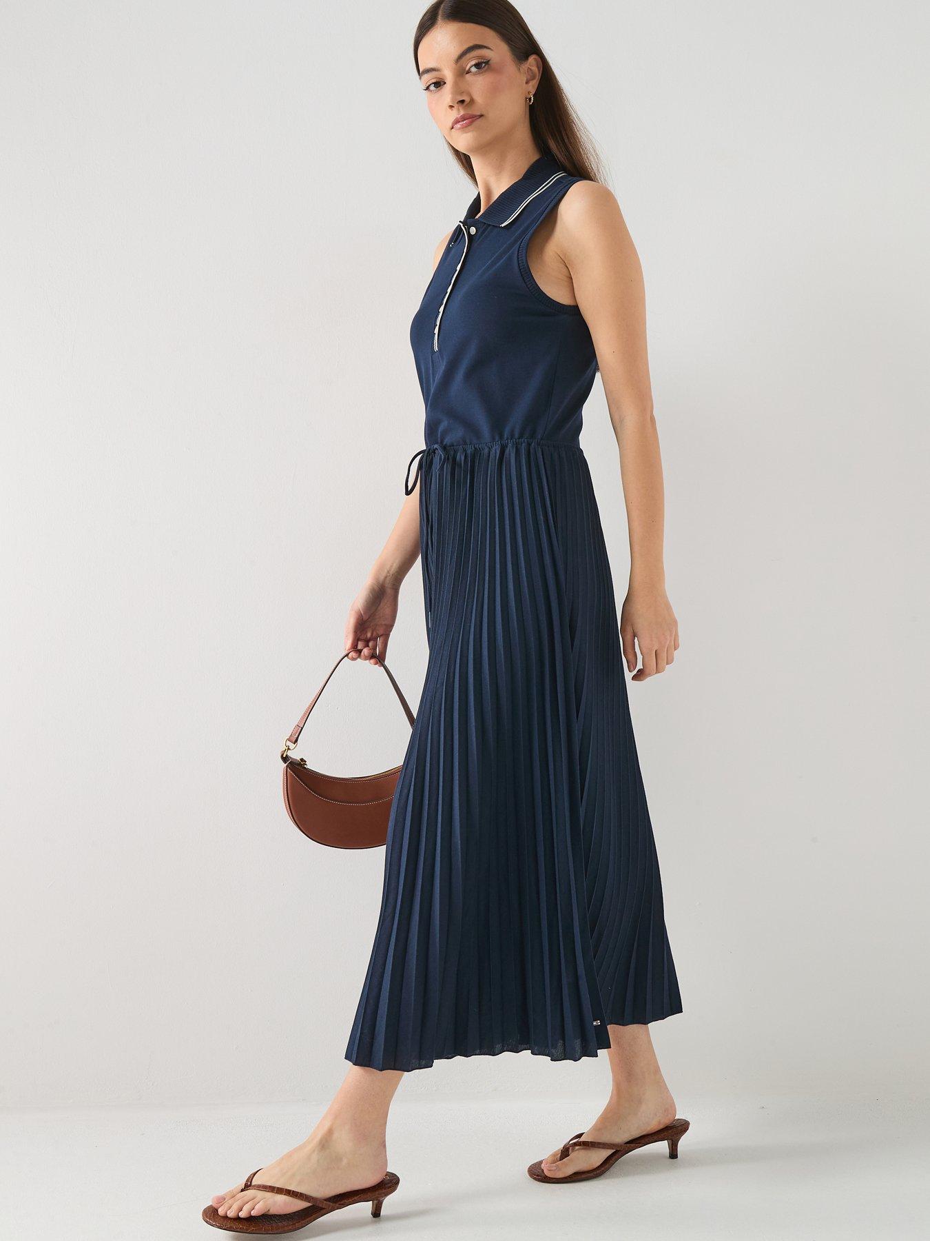 Tommy Hilfiger 1985 Pleated Polo Midi Dress - Navy | Very