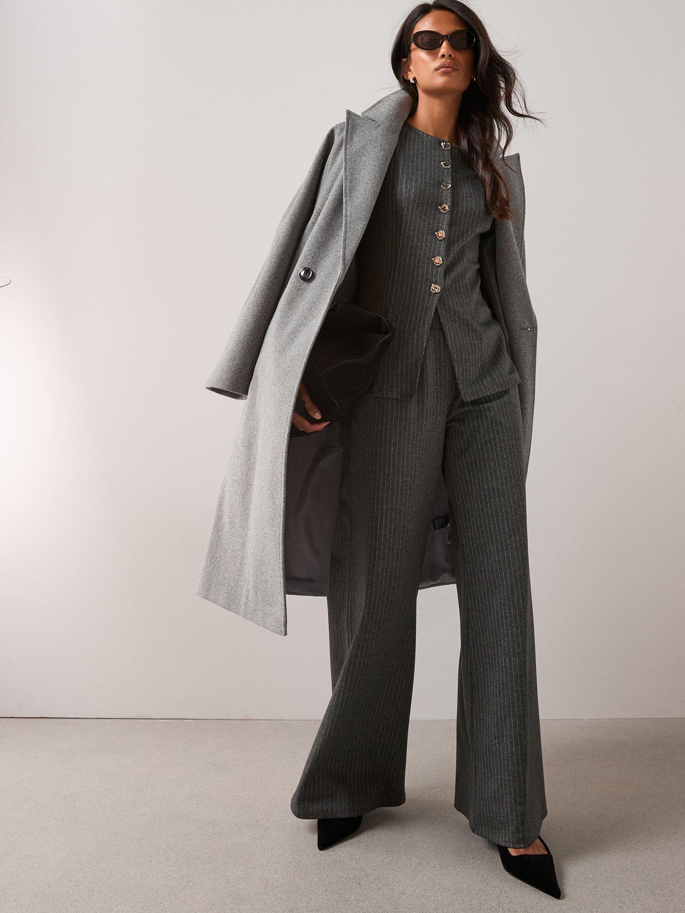 The Very Collection Button Up Long Sleeve Top Co-Ord - Grey | Very