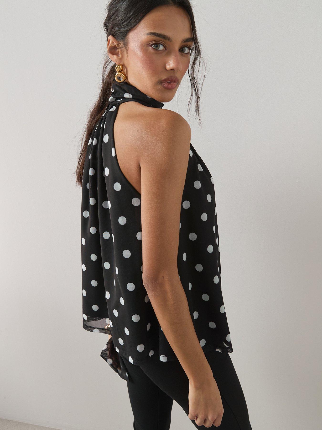 トップス BEEDEN DOTS SCARF NECK TOPS トップス BEEDEN DOTS SCARF NECK TOPS Polka Dot Scarf Detail Top